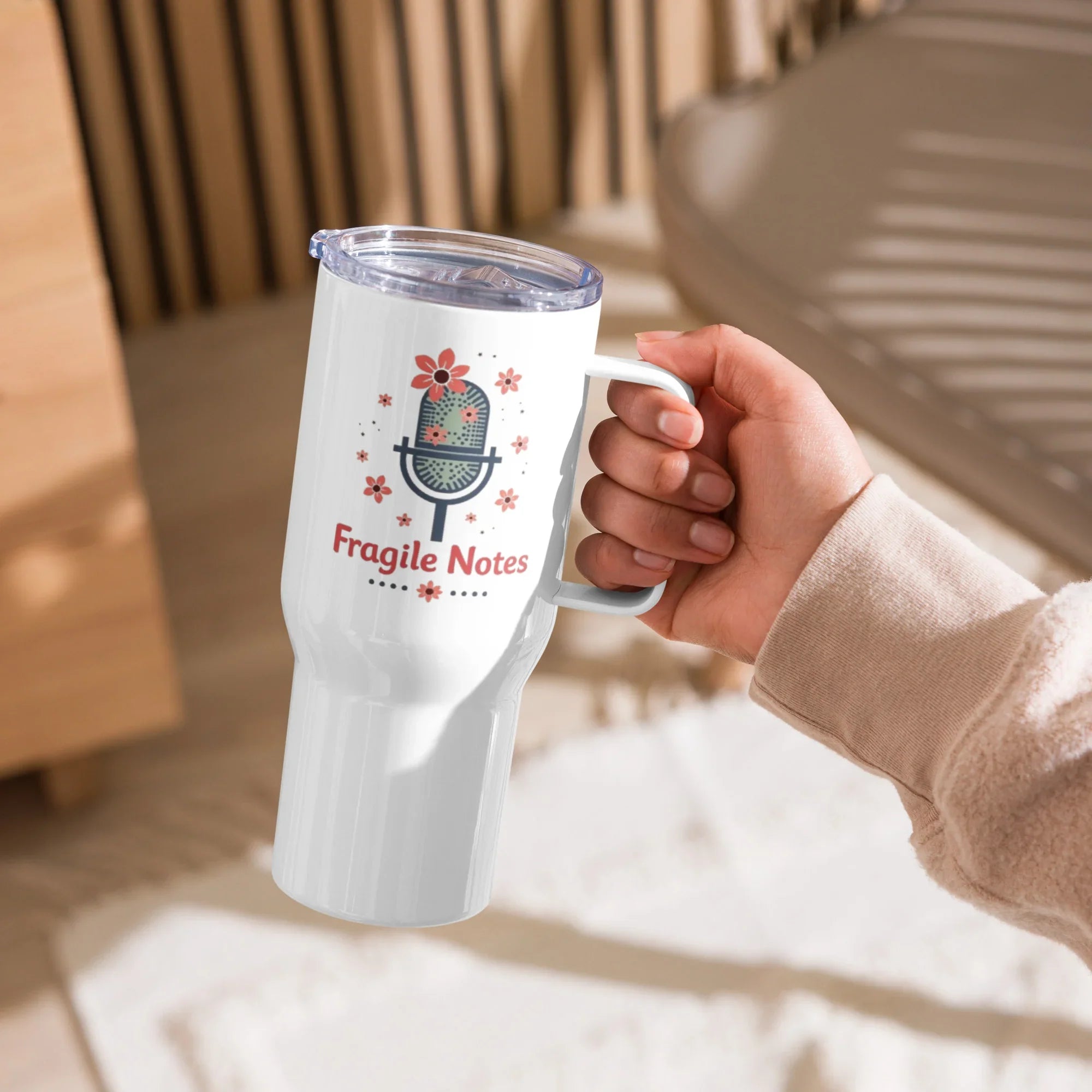 Fragile Notes Mug – Floral Mic & Acoustic Aesthetic - RaZits