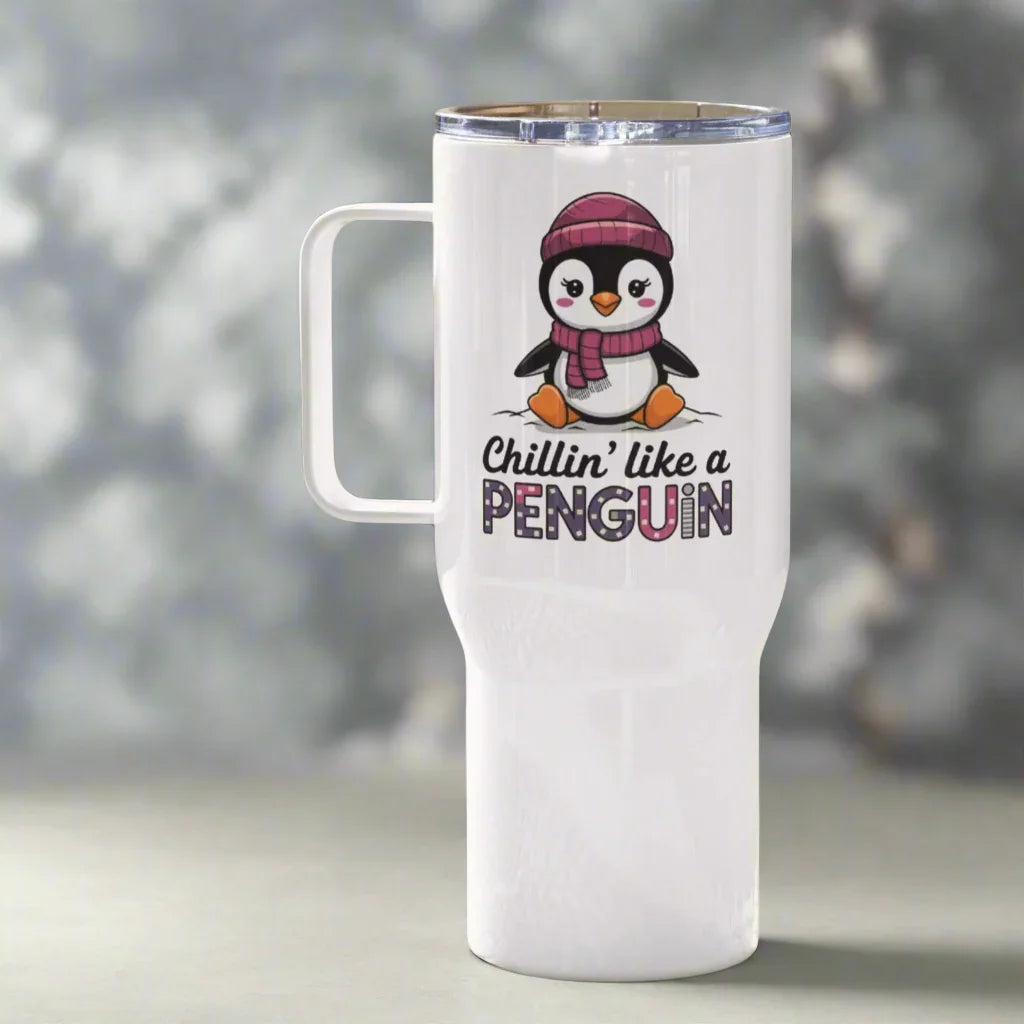 Penguin Travel Mug – 25oz & 40oz Stainless Steel Coffee Cup with Handle - RaZits