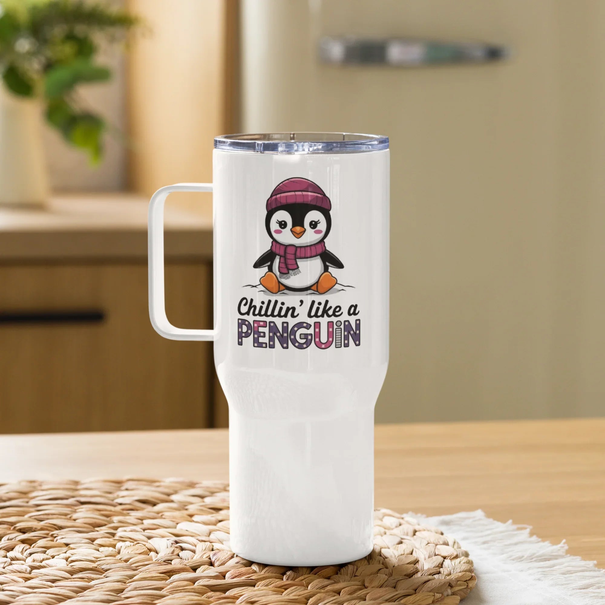Penguin Travel Mug – 25oz & 40oz Stainless Steel Coffee Cup with Handle - RaZits