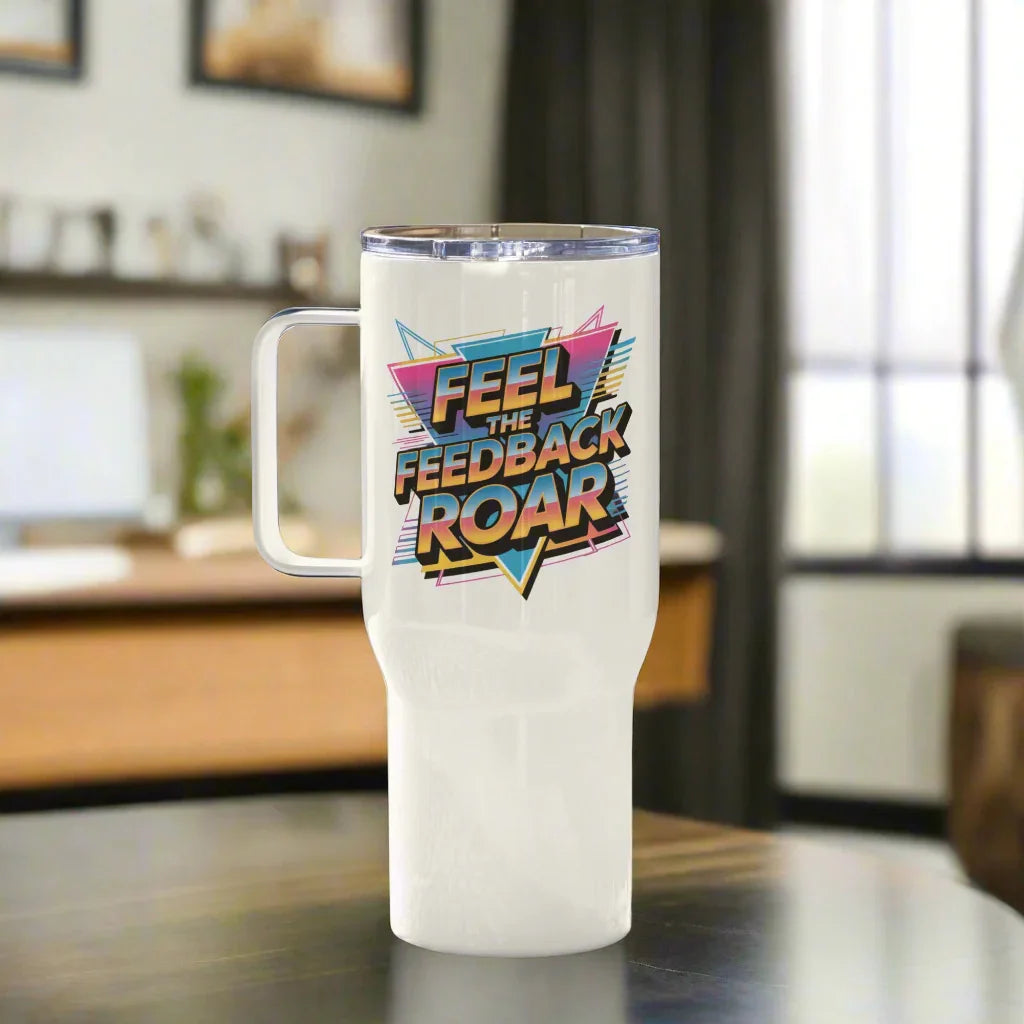Feel The Feedback Roar – Retro Rock Travel Mug - RaZits