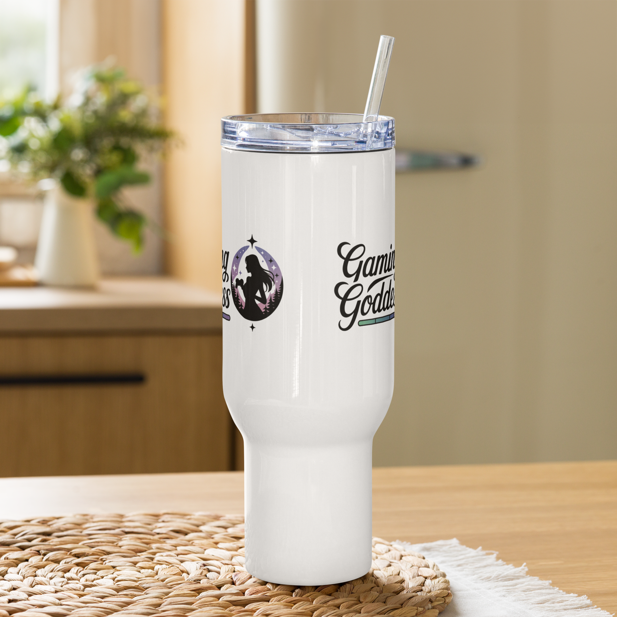 Gaming Goddess Travel Mug – Feminine Gamer Design with Pastel Vibes.