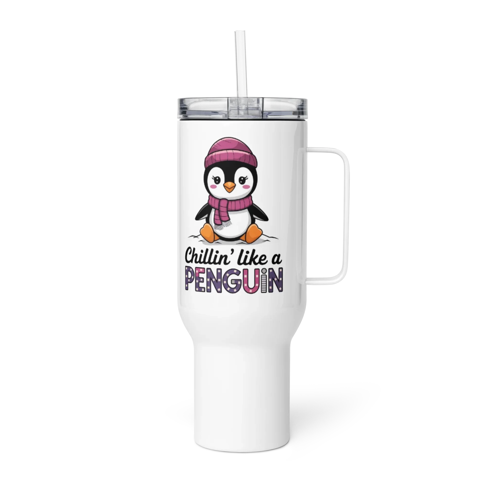 Penguin Travel Mug – 25oz & 40oz Stainless Steel Coffee Cup with Handle - RaZits