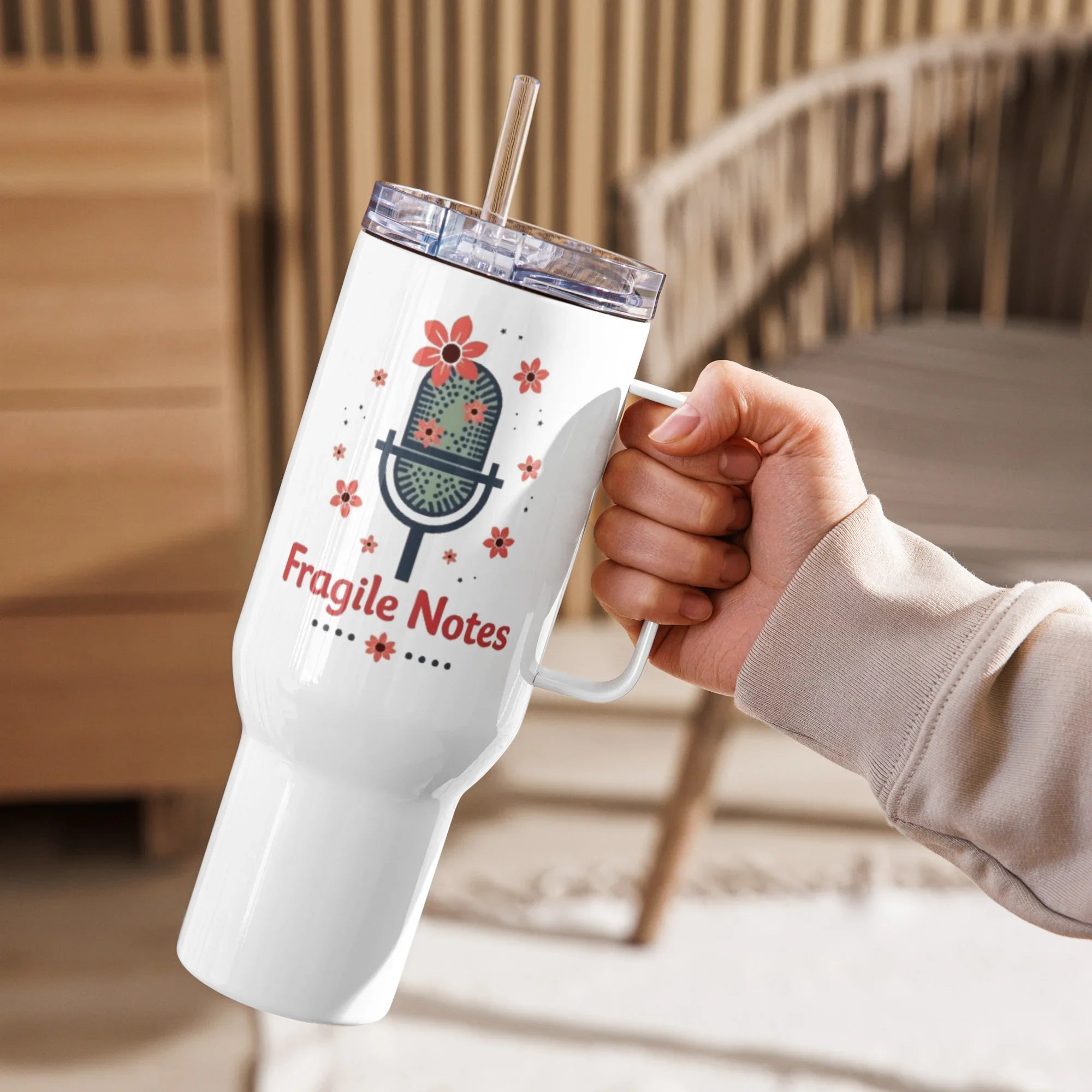 Fragile Notes Mug – Floral Mic & Acoustic Aesthetic - RaZits