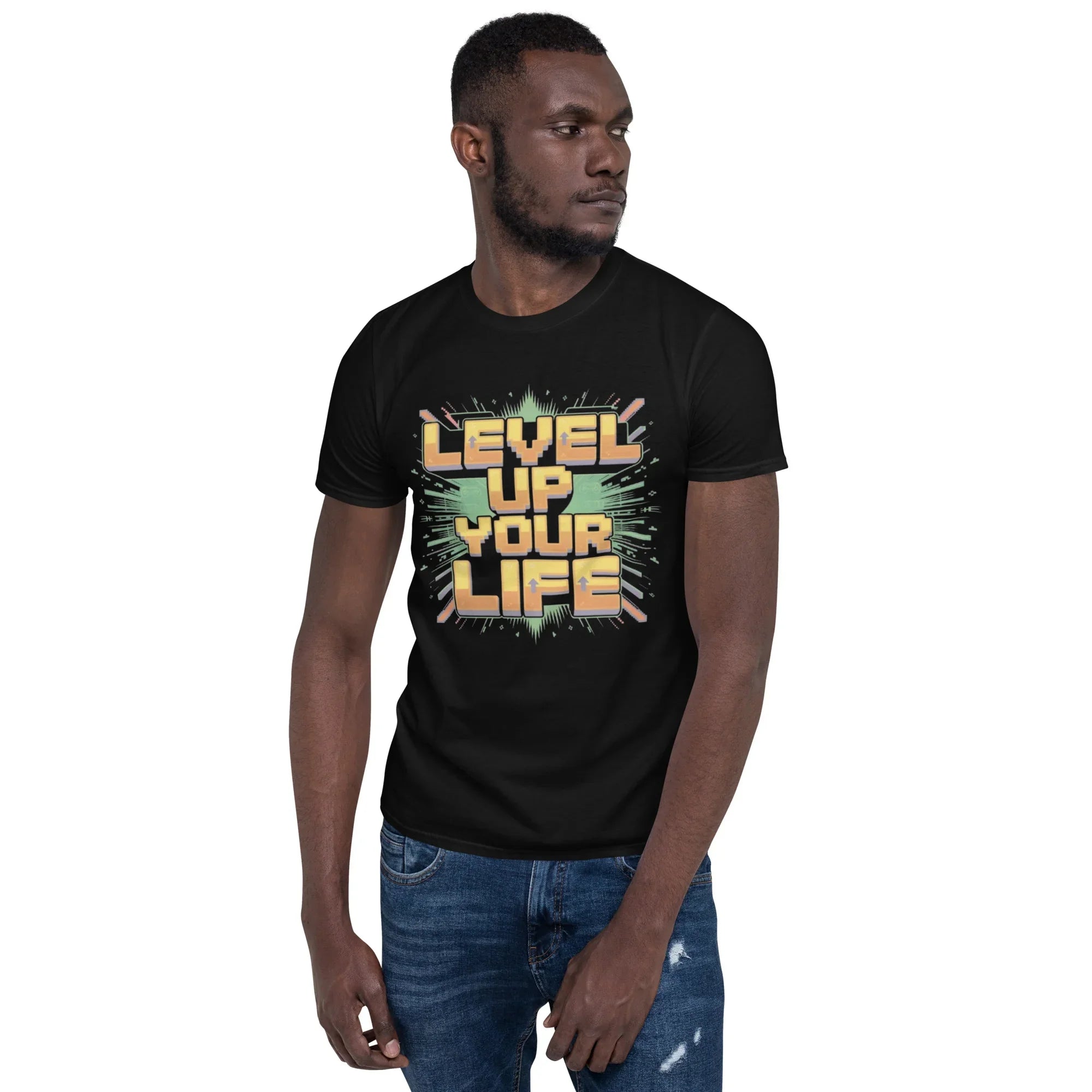 Level Up Your Life T-Shirt – Retro Gaming Pixel Art Tee - RaZits