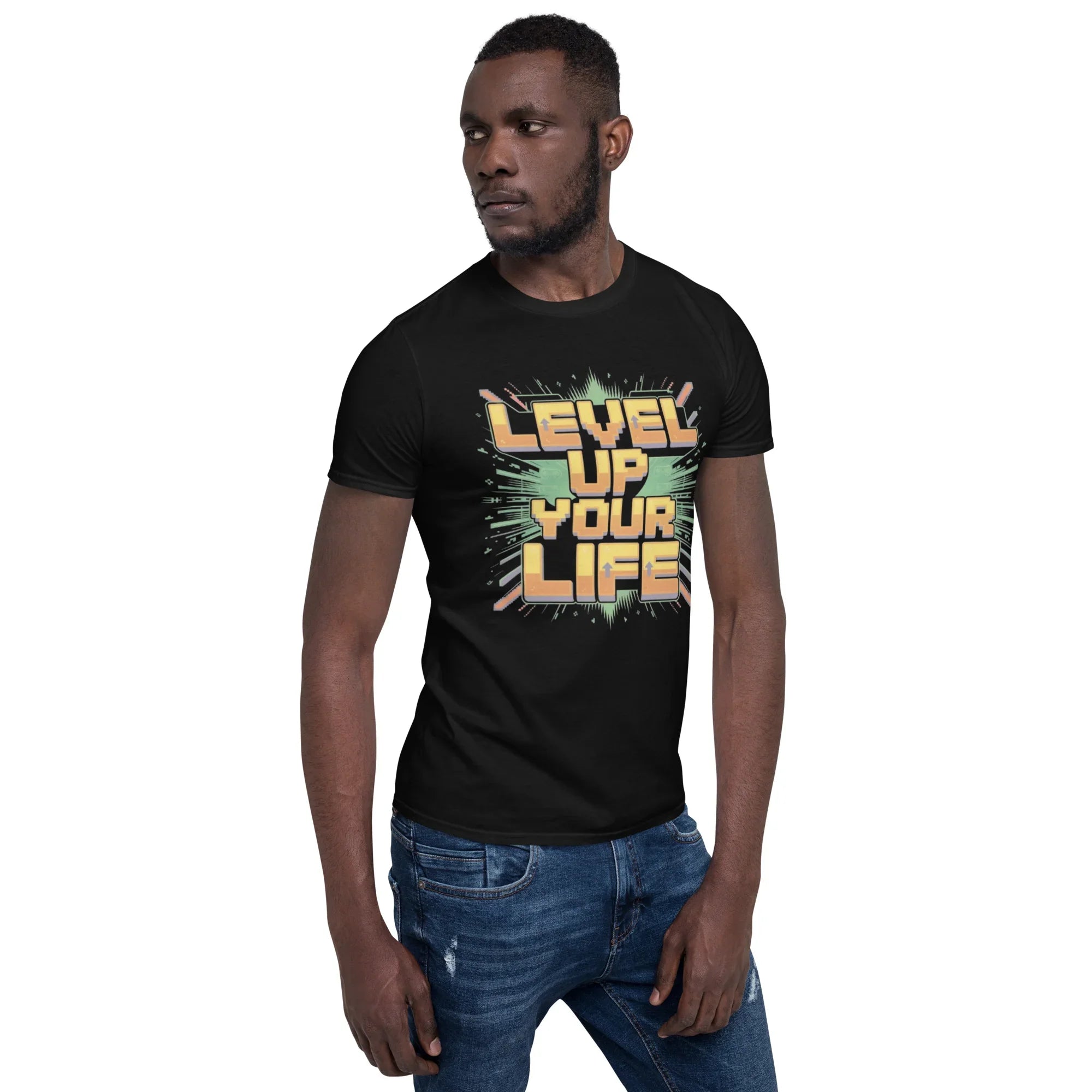 Level Up Your Life T-Shirt – Retro Gaming Pixel Art Tee - RaZits
