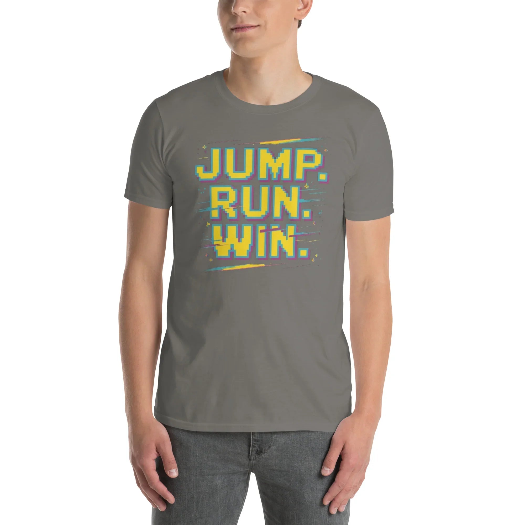 Jump Run Win T-Shirt – Retro Gaming Pixel Art Tee - RaZits