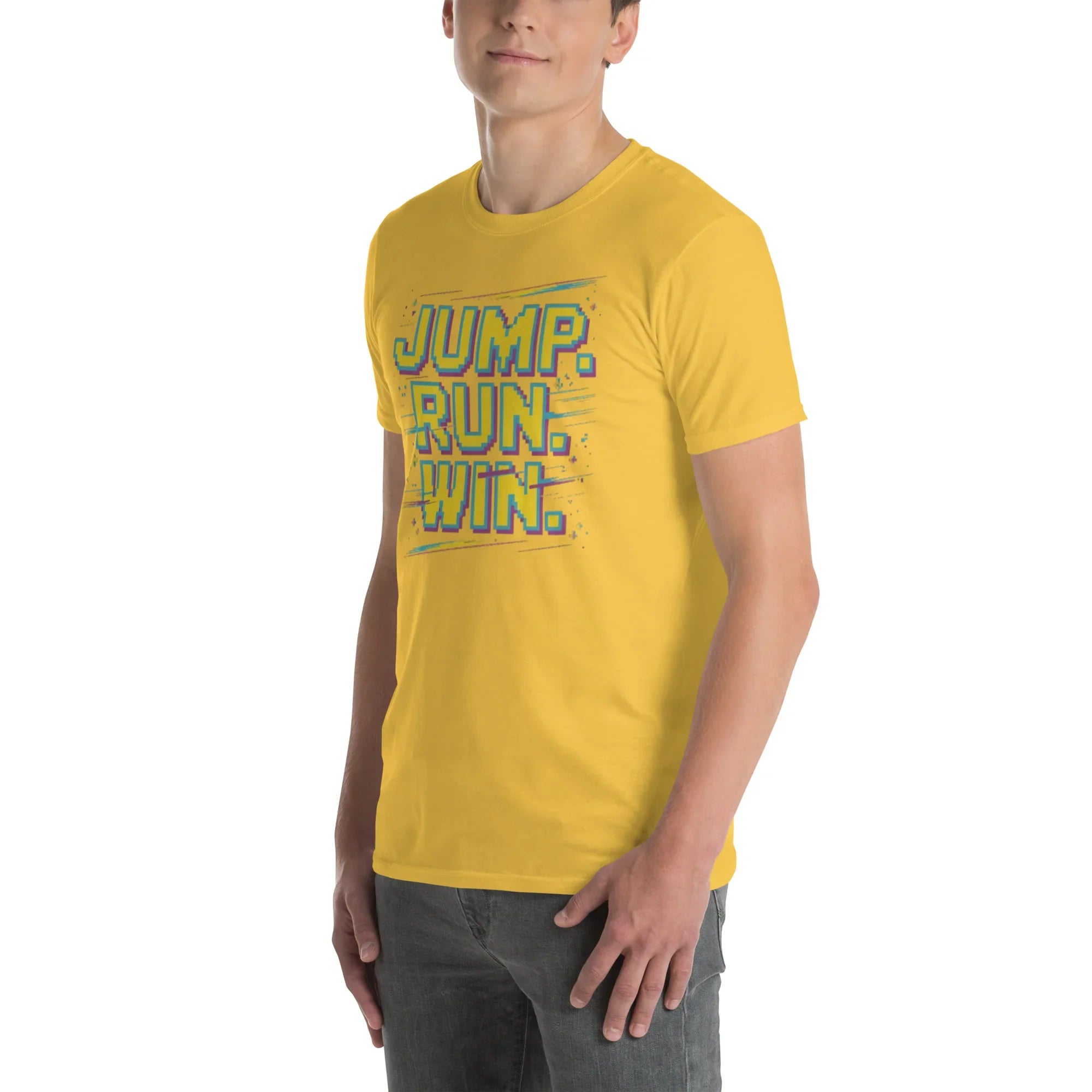 Jump Run Win T-Shirt – Retro Gaming Pixel Art Tee - RaZits
