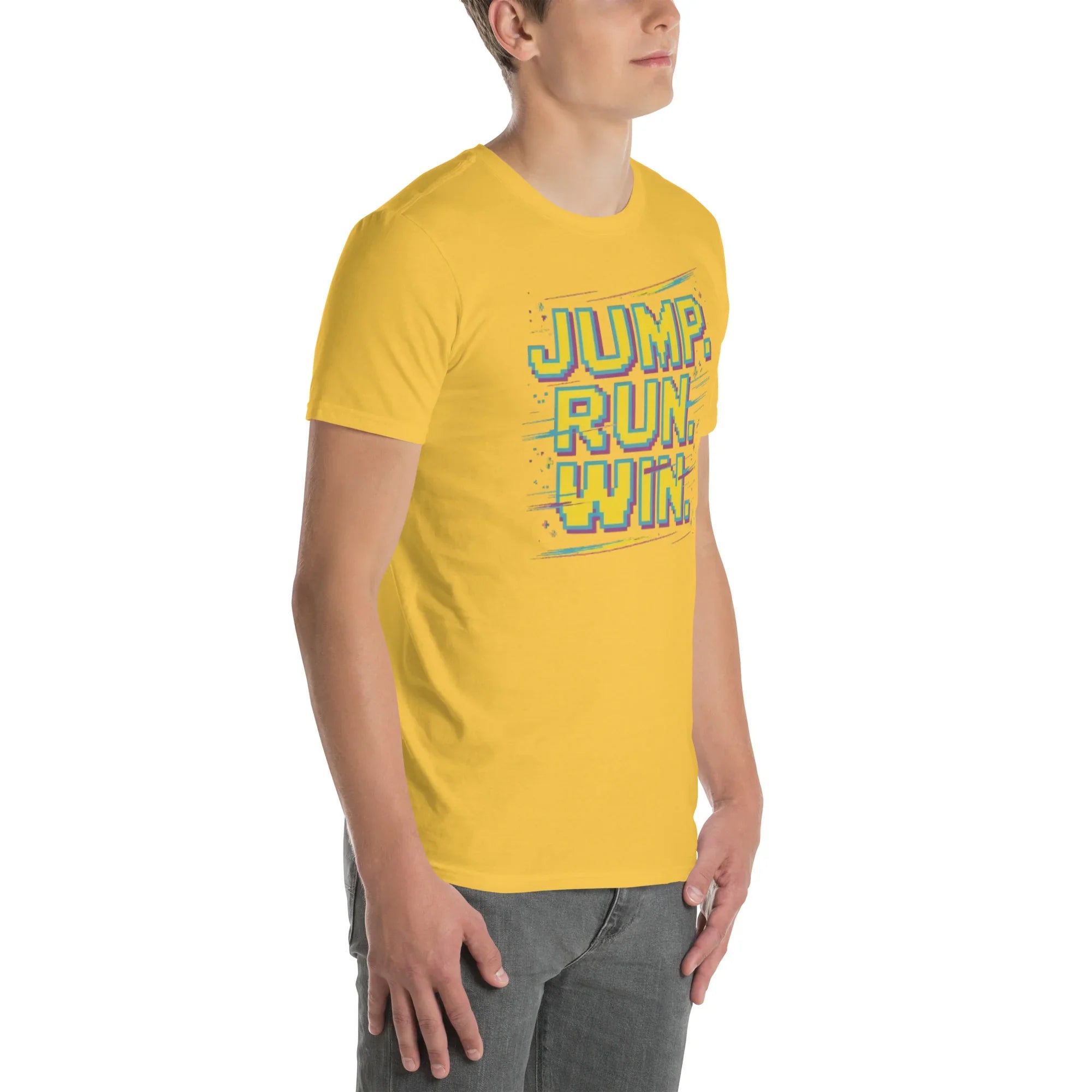 Jump Run Win T-Shirt – Retro Gaming Pixel Art Tee - RaZits