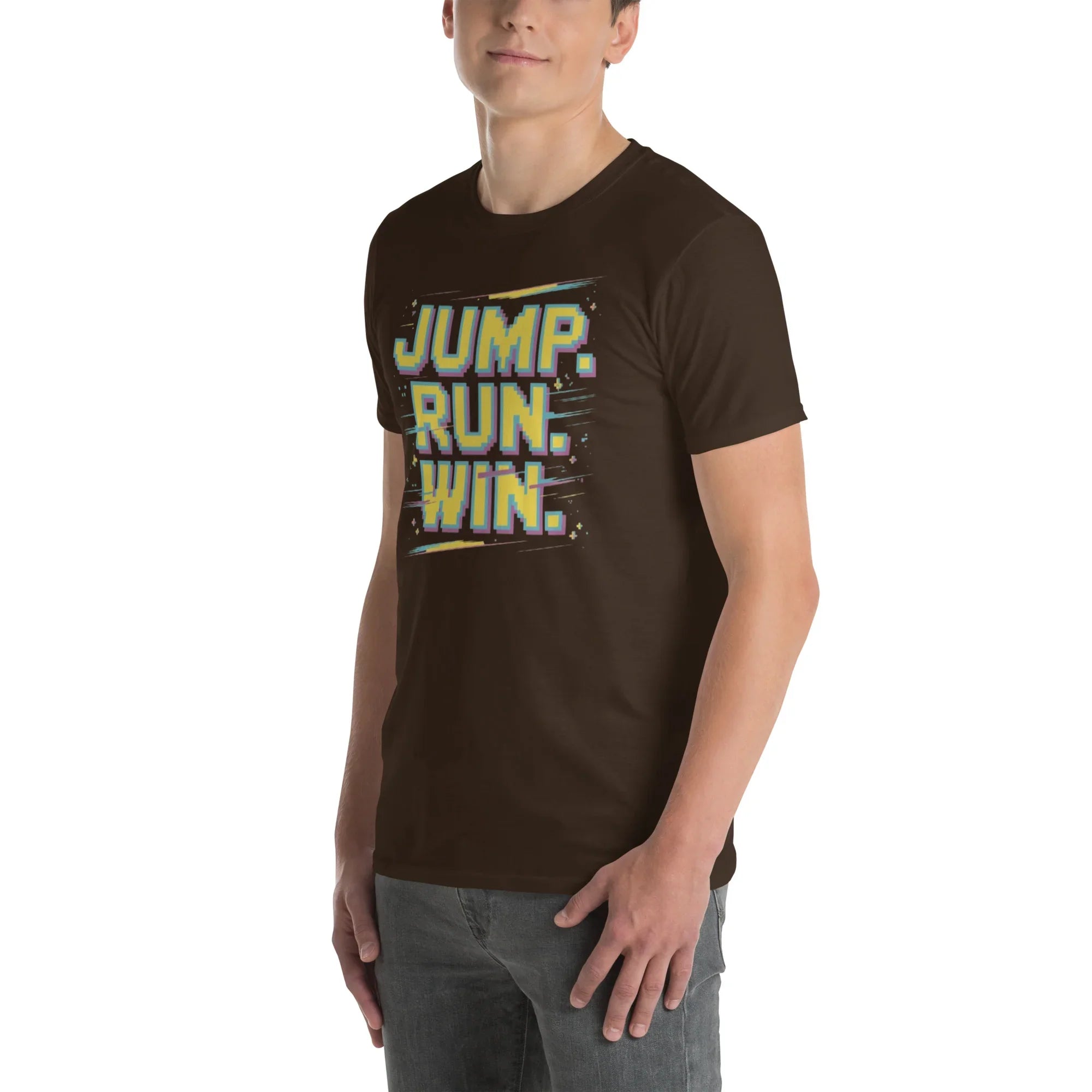 Jump Run Win T-Shirt – Retro Gaming Pixel Art Tee - RaZits