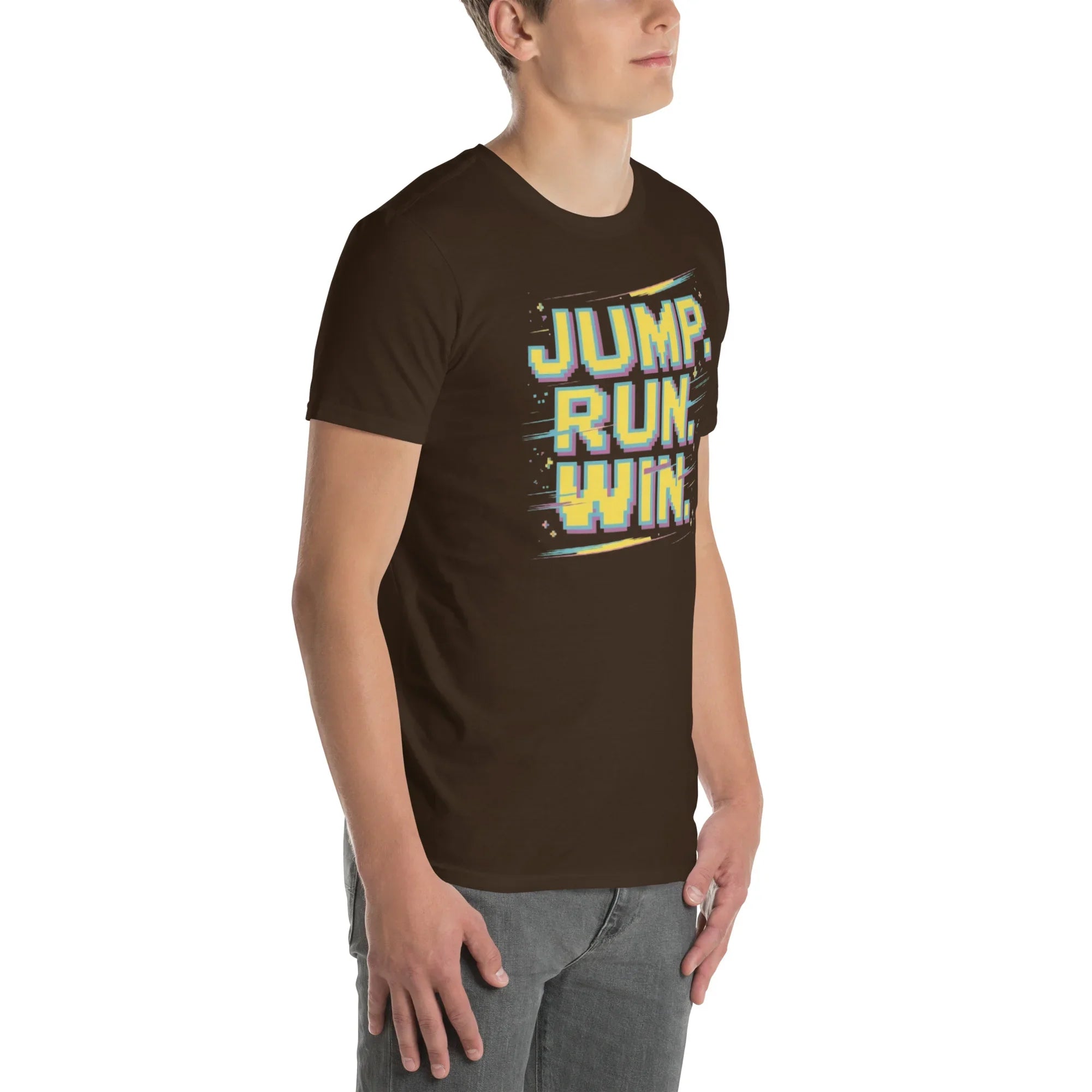 Jump Run Win T-Shirt – Retro Gaming Pixel Art Tee - RaZits