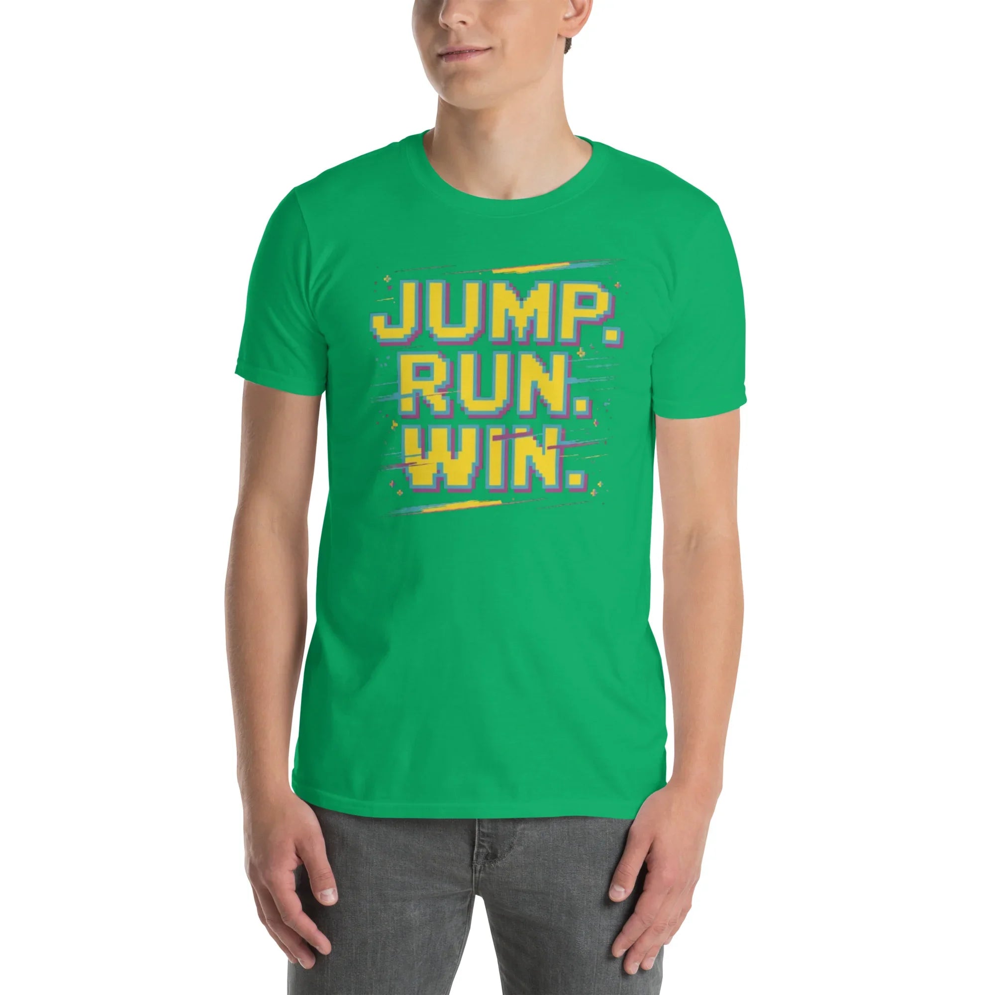 Jump Run Win T-Shirt – Retro Gaming Pixel Art Tee - RaZits