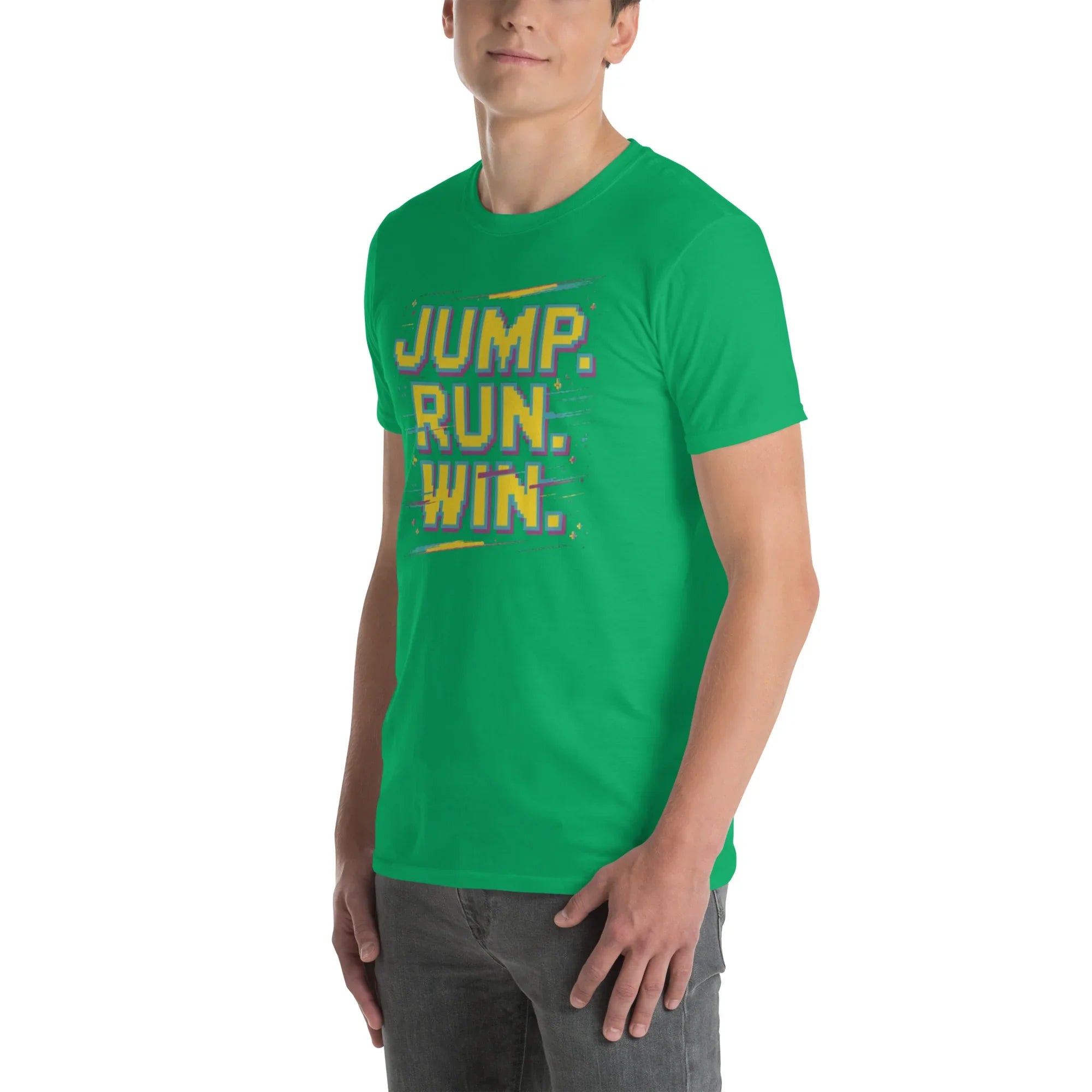 Jump Run Win T-Shirt – Retro Gaming Pixel Art Tee - RaZits