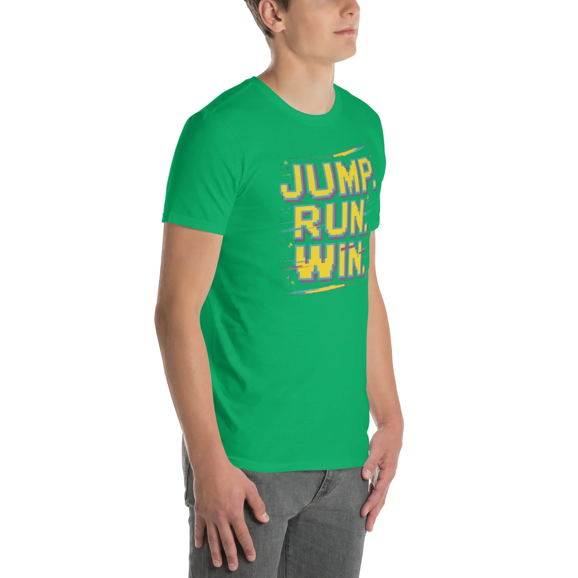Jump Run Win T-Shirt – Retro Gaming Pixel Art Tee - RaZits