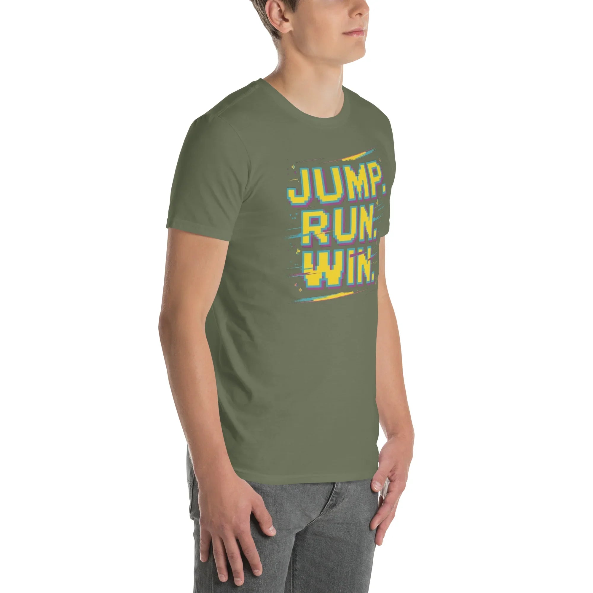 Jump Run Win T-Shirt – Retro Gaming Pixel Art Tee - RaZits