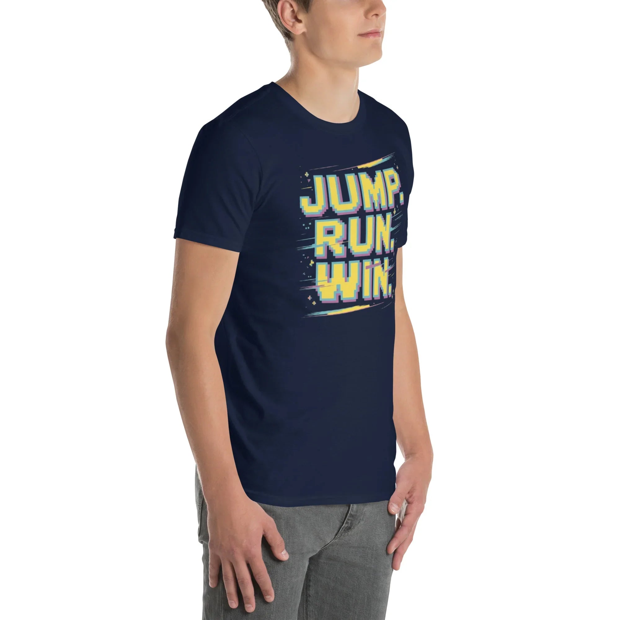 Jump Run Win T-Shirt – Retro Gaming Pixel Art Tee - RaZits