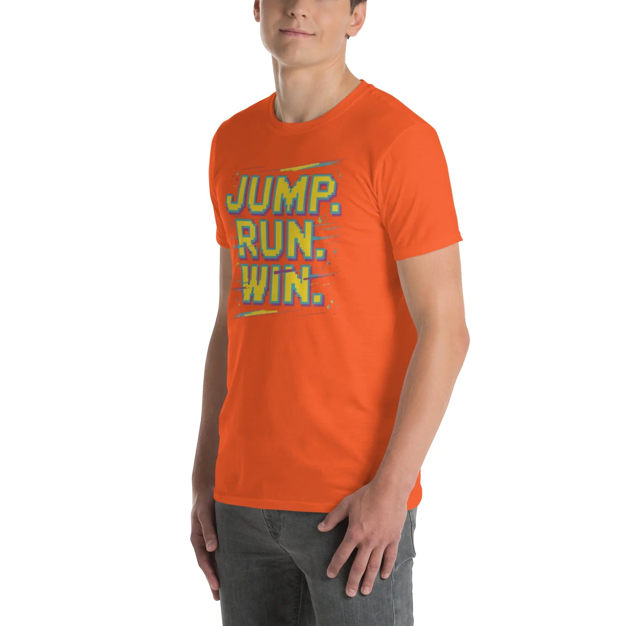 Jump Run Win T-Shirt – Retro Gaming Pixel Art Tee - RaZits