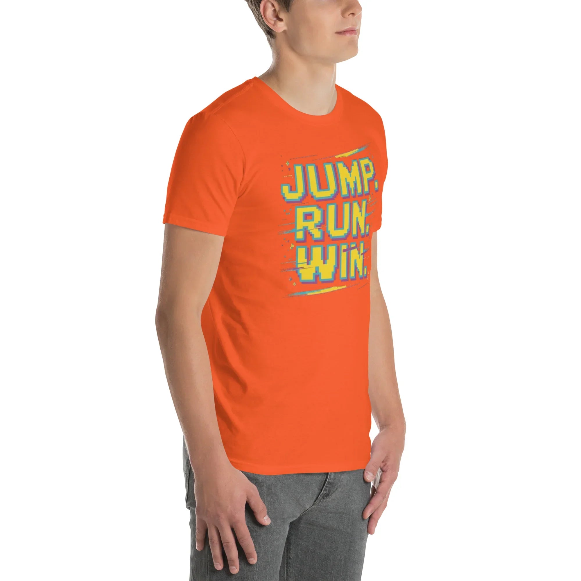 Jump Run Win T-Shirt – Retro Gaming Pixel Art Tee - RaZits