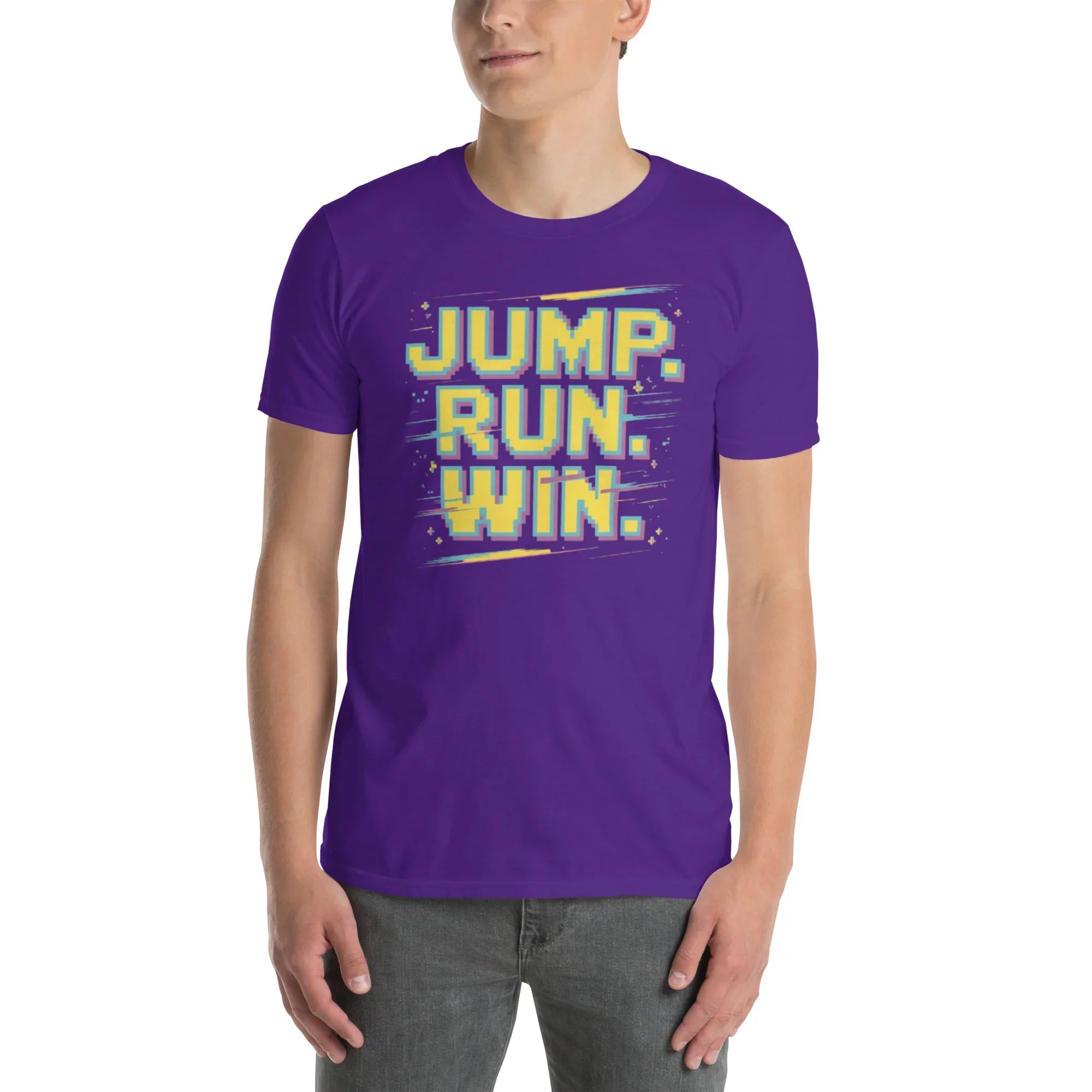 Jump Run Win T-Shirt – Retro Gaming Pixel Art Tee - RaZits