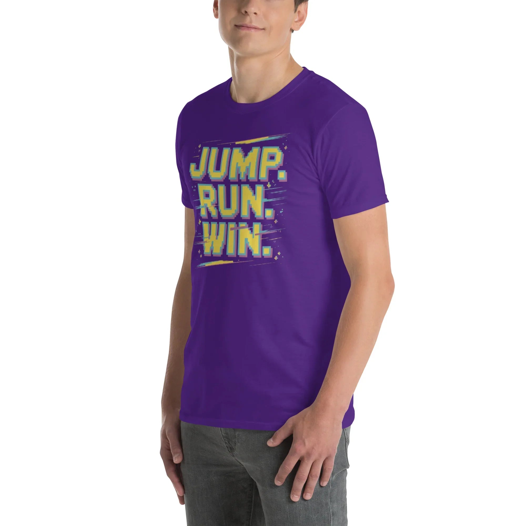 Jump Run Win T-Shirt – Retro Gaming Pixel Art Tee - RaZits