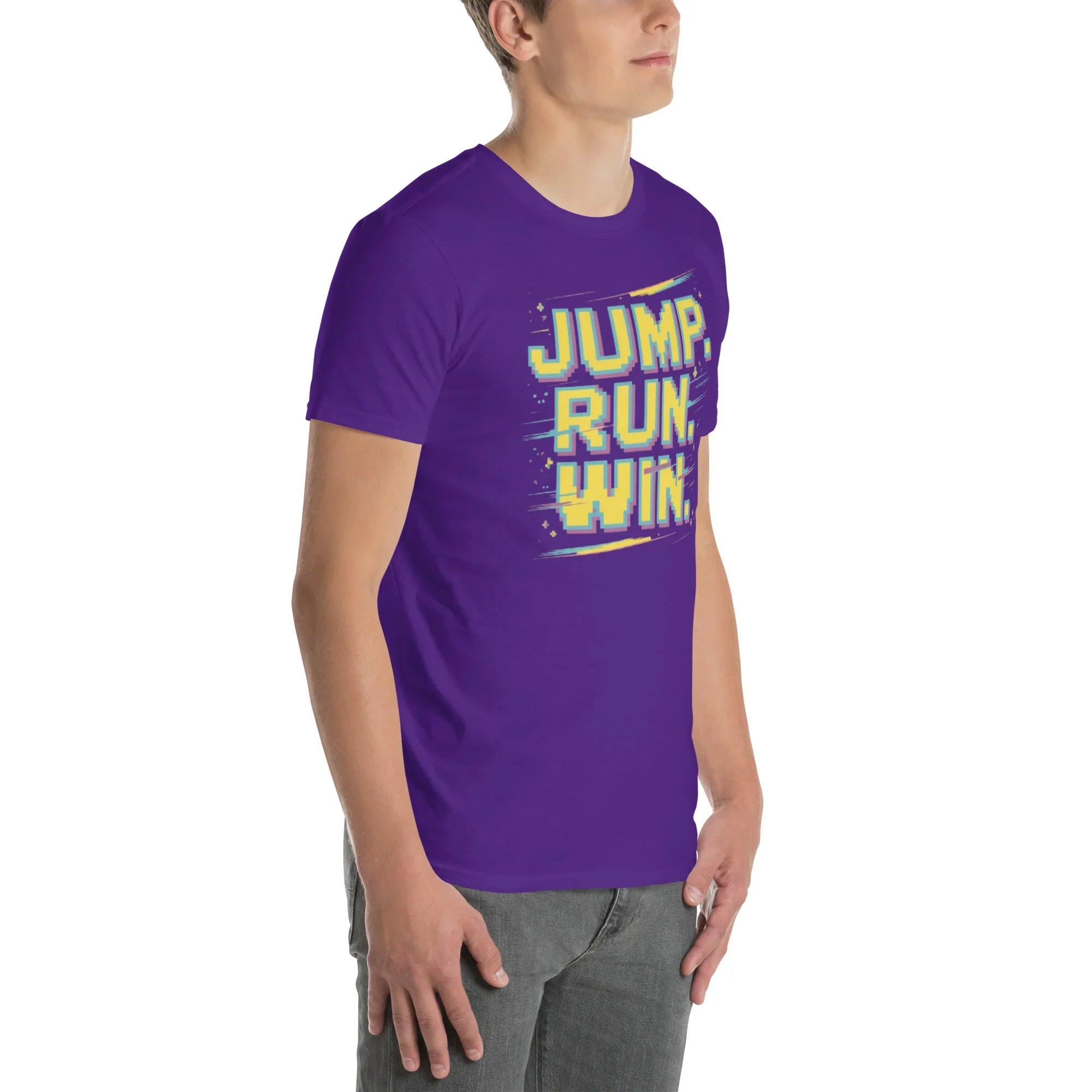 Jump Run Win T-Shirt – Retro Gaming Pixel Art Tee - RaZits