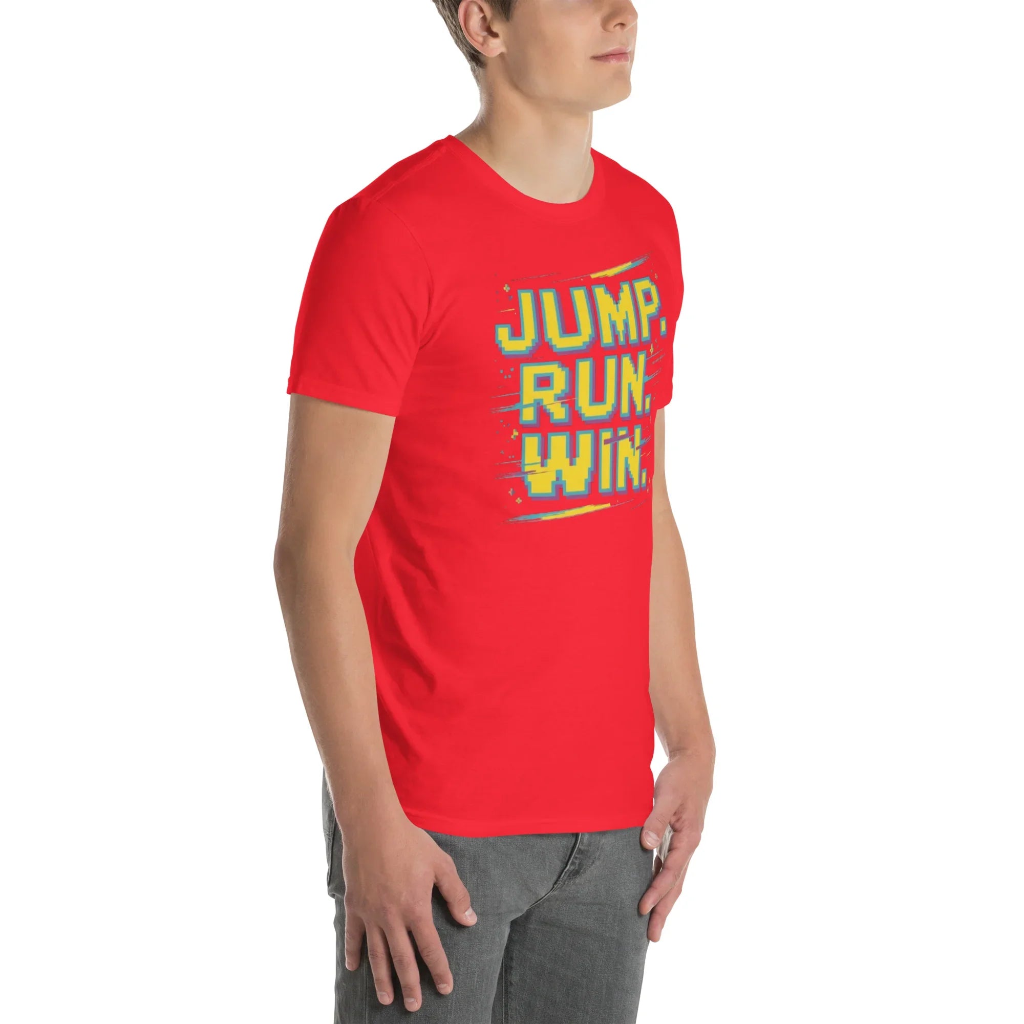 Jump Run Win T-Shirt – Retro Gaming Pixel Art Tee - RaZits