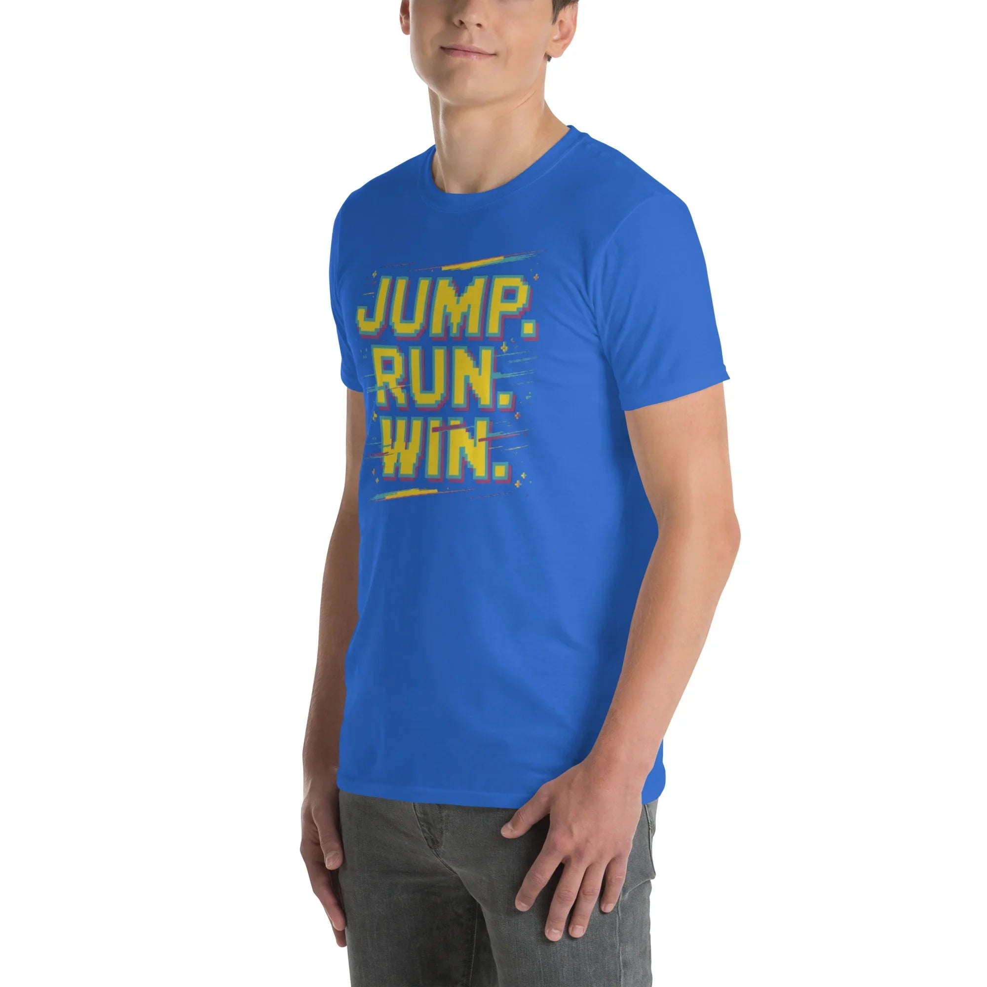 Jump Run Win T-Shirt – Retro Gaming Pixel Art Tee - RaZits