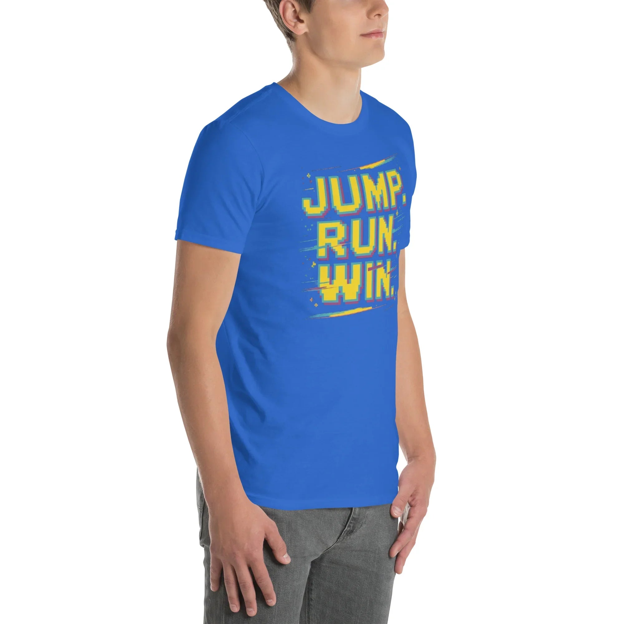 Jump Run Win T-Shirt – Retro Gaming Pixel Art Tee - RaZits