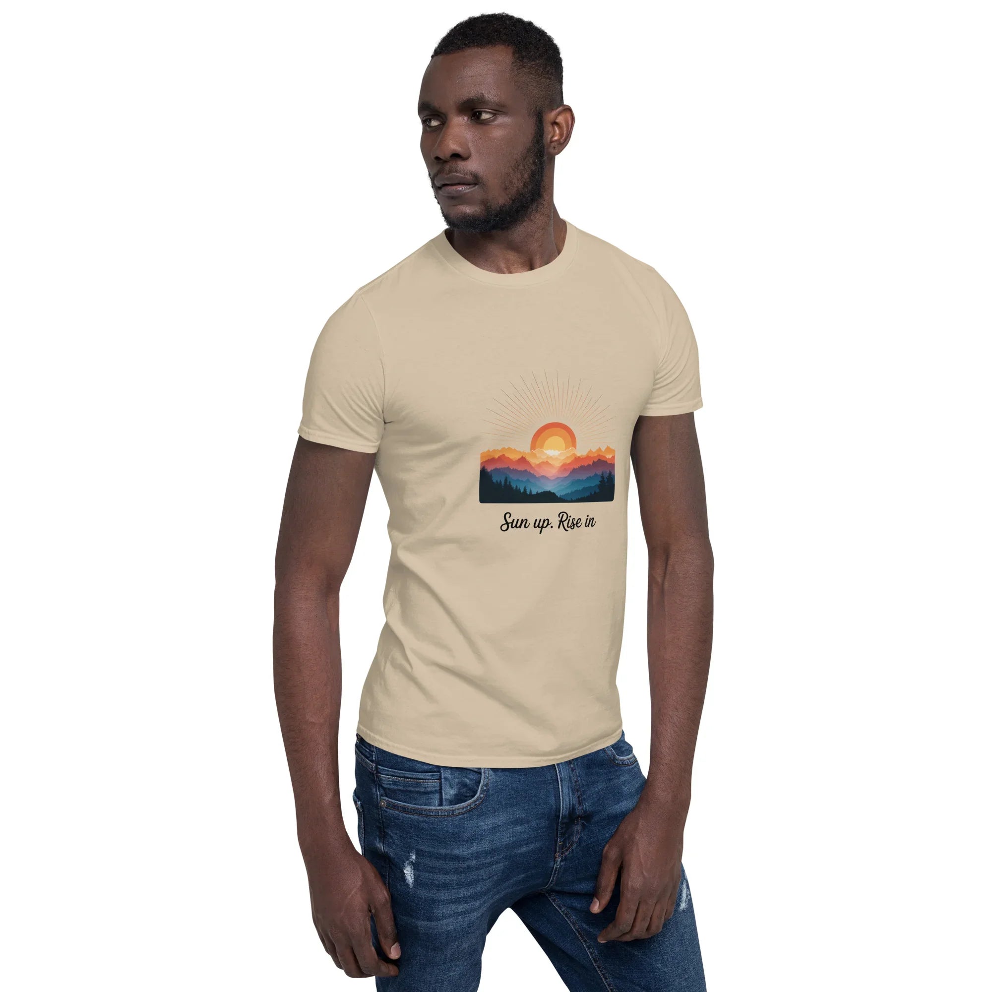 Sun Up Rise In T-Shirt – Retro Sunrise Mountain Art - RaZits