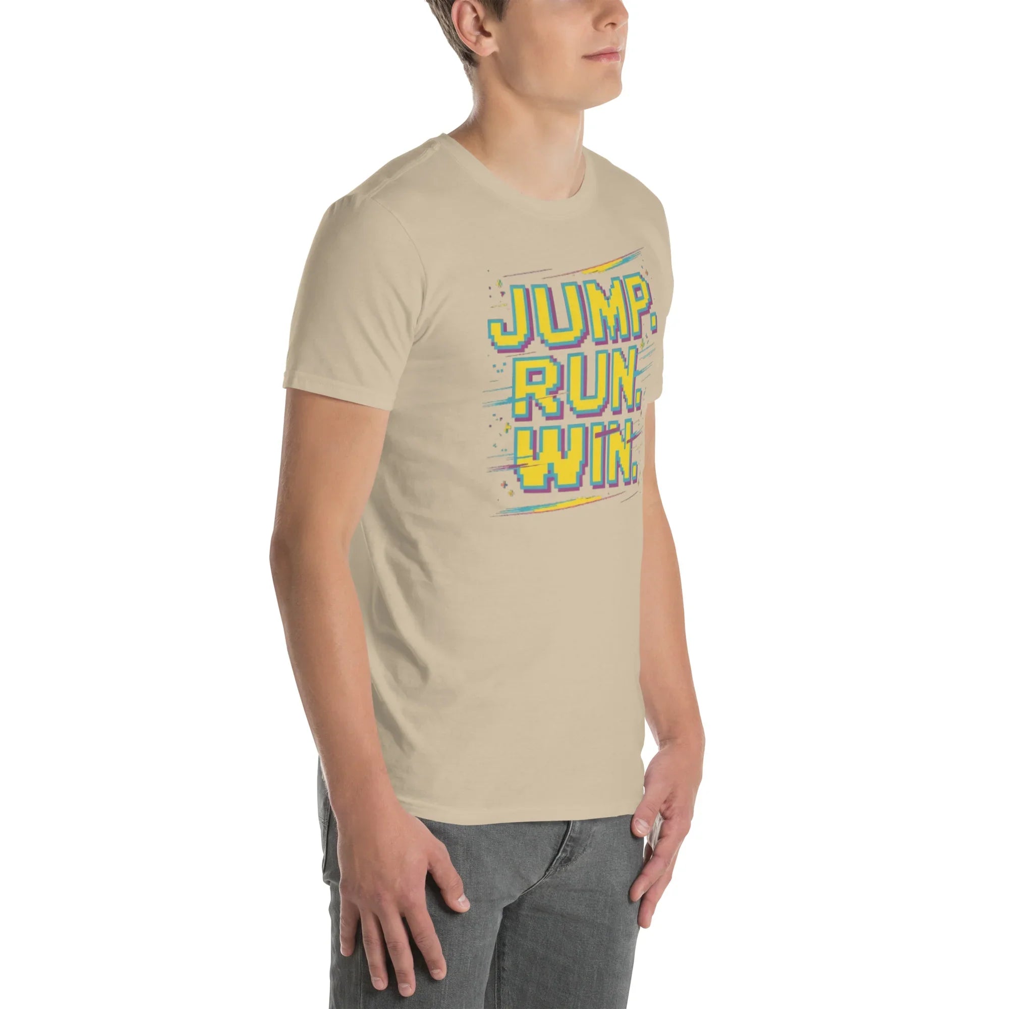 Jump Run Win T-Shirt – Retro Gaming Pixel Art Tee - RaZits