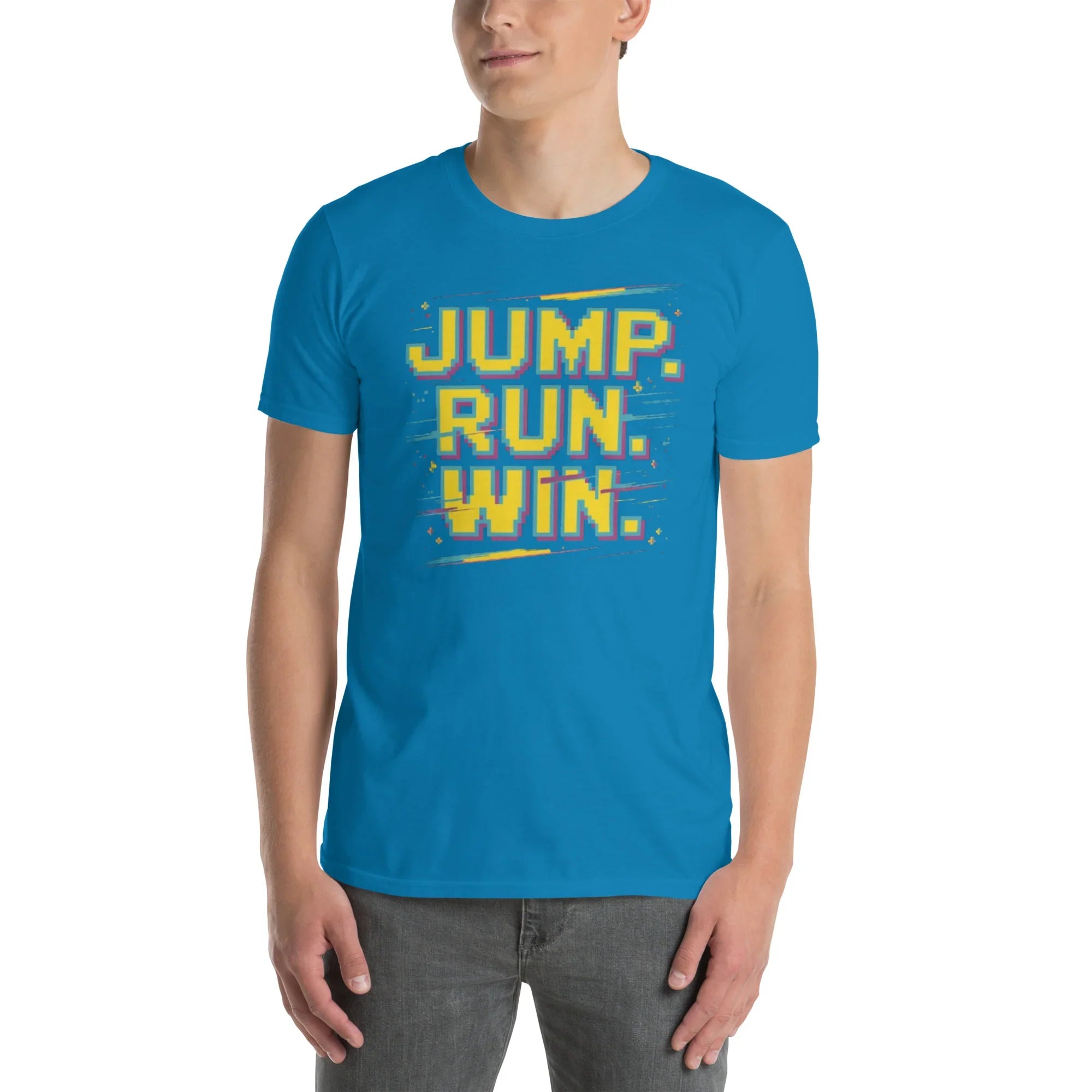 Jump Run Win T-Shirt – Retro Gaming Pixel Art Tee - RaZits