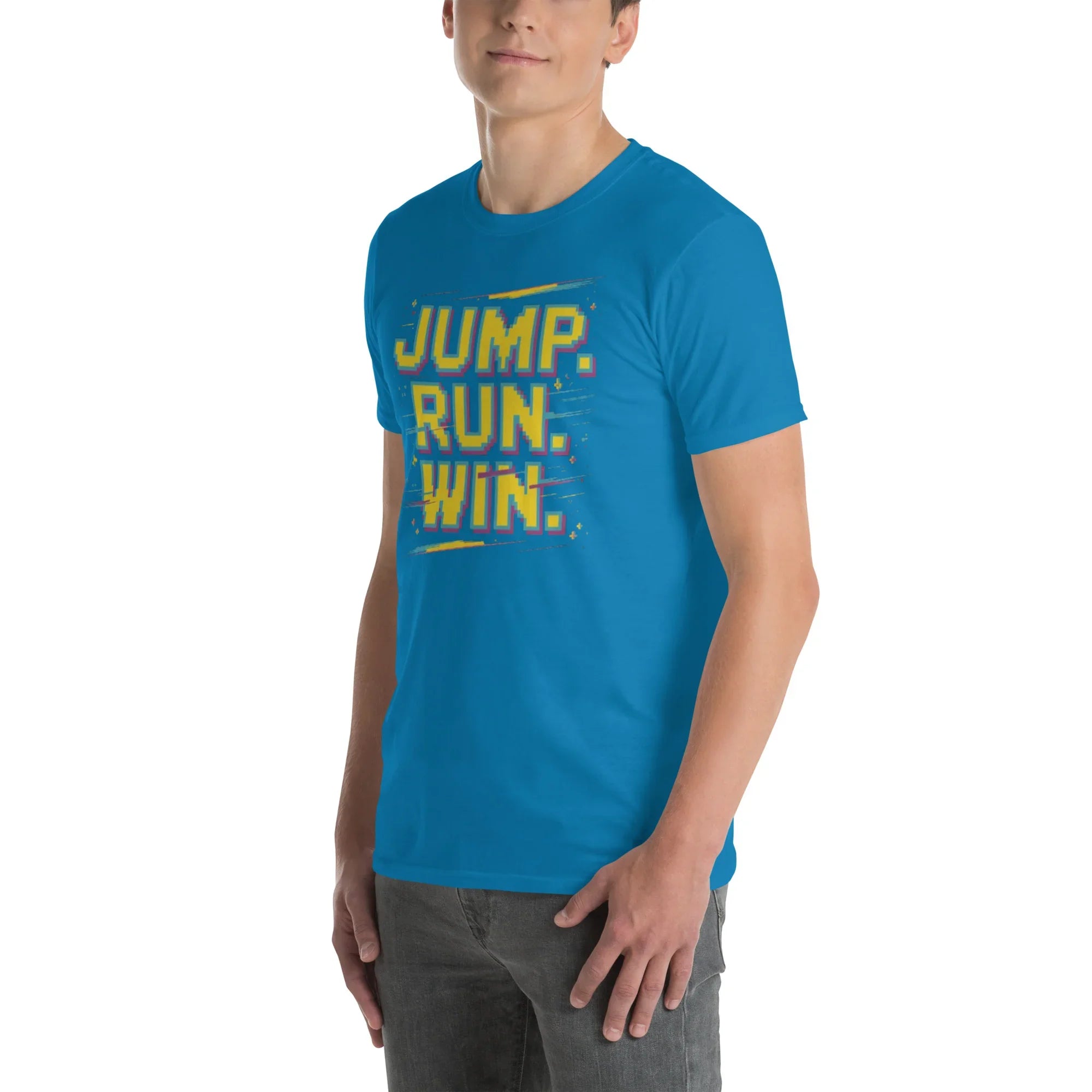 Jump Run Win T-Shirt – Retro Gaming Pixel Art Tee - RaZits