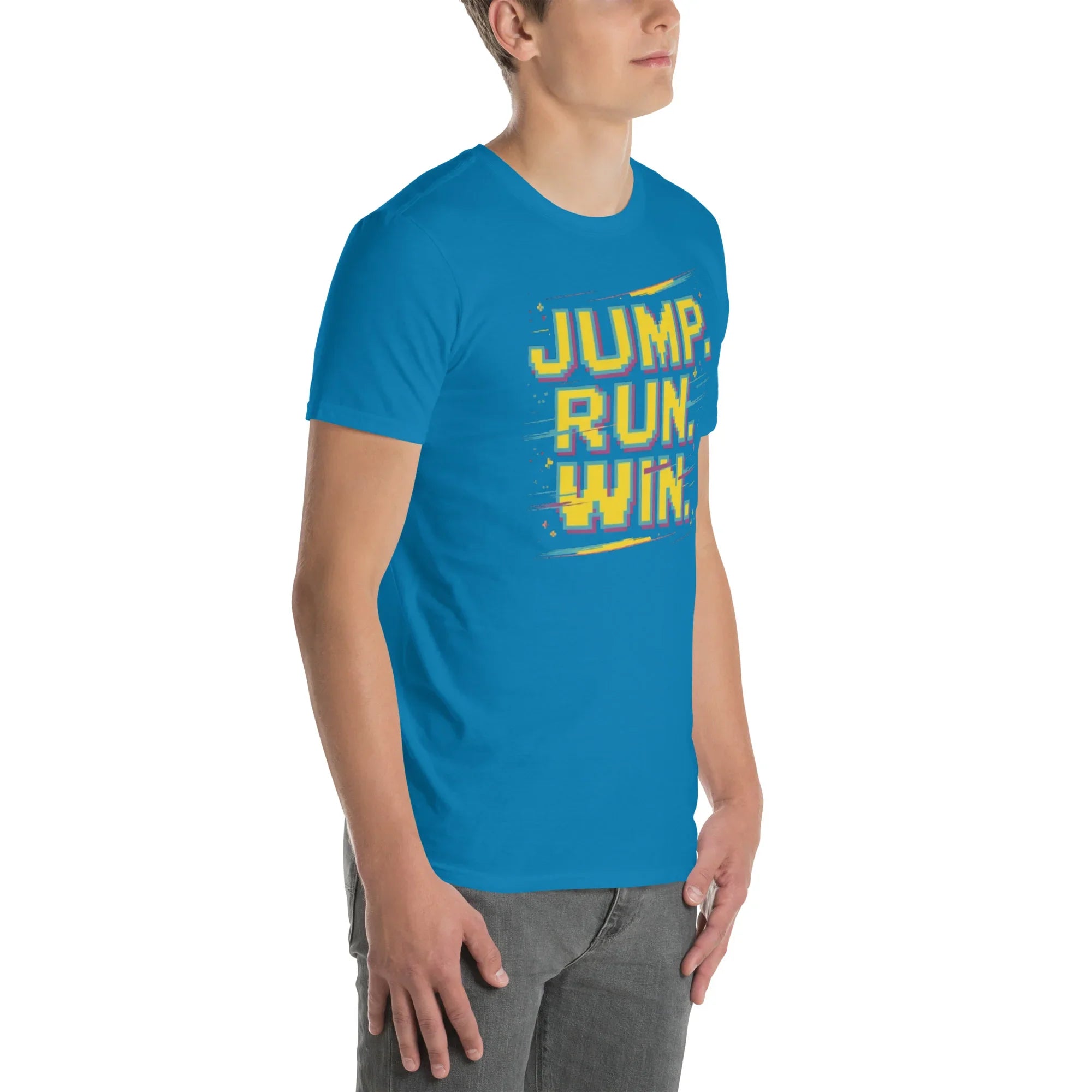 Jump Run Win T-Shirt – Retro Gaming Pixel Art Tee - RaZits