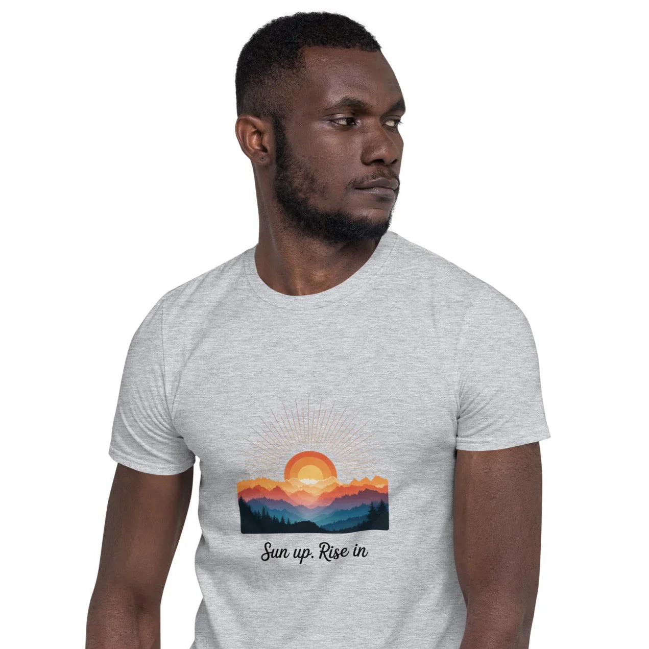 Sun Up Rise In T-Shirt – Retro Sunrise Mountain Art - RaZits