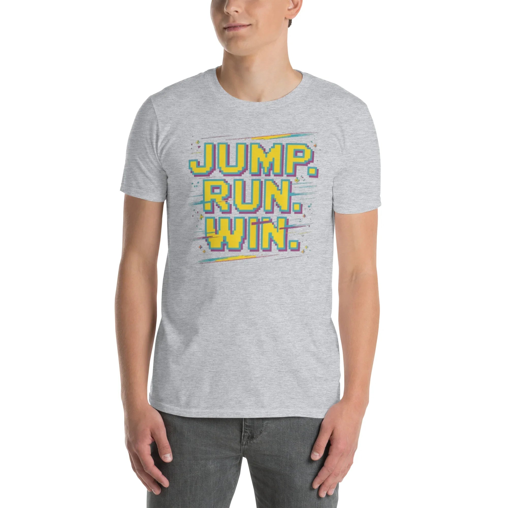 Jump Run Win T-Shirt – Retro Gaming Pixel Art Tee - RaZits