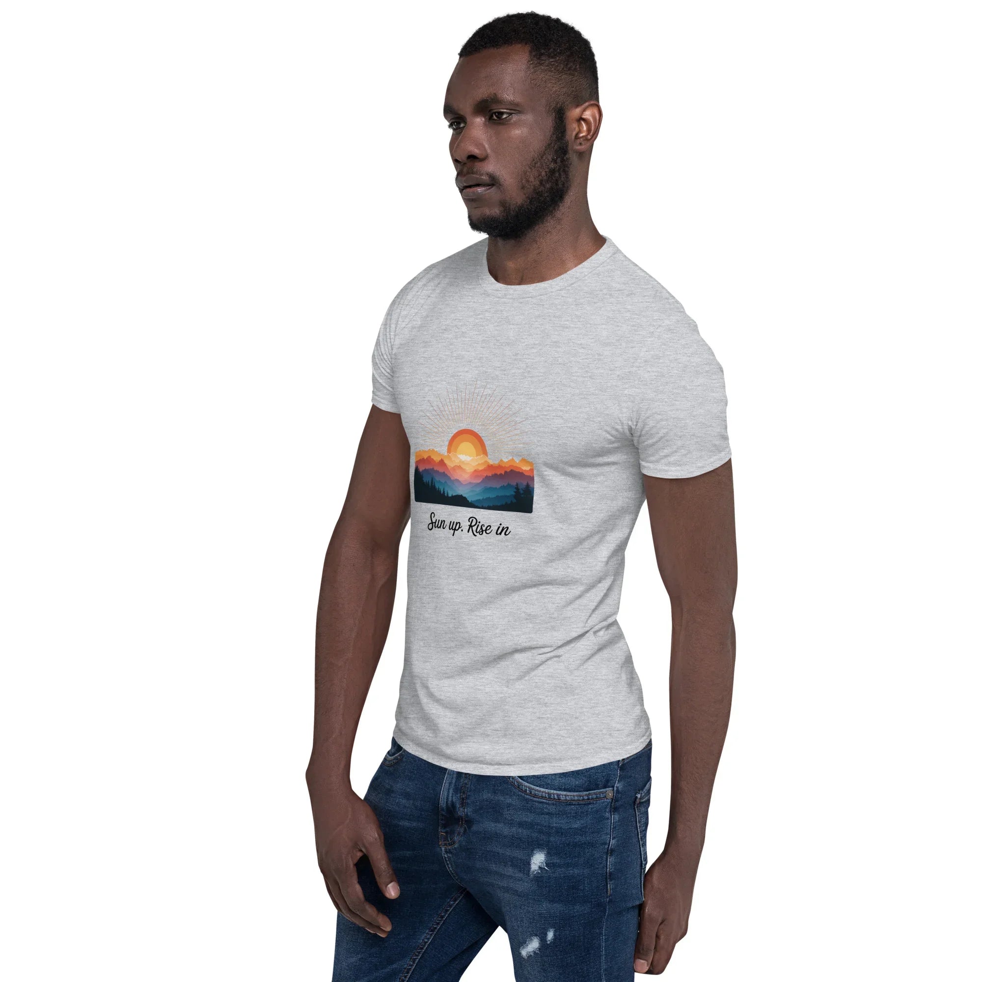 Sun Up Rise In T-Shirt – Retro Sunrise Mountain Art - RaZits