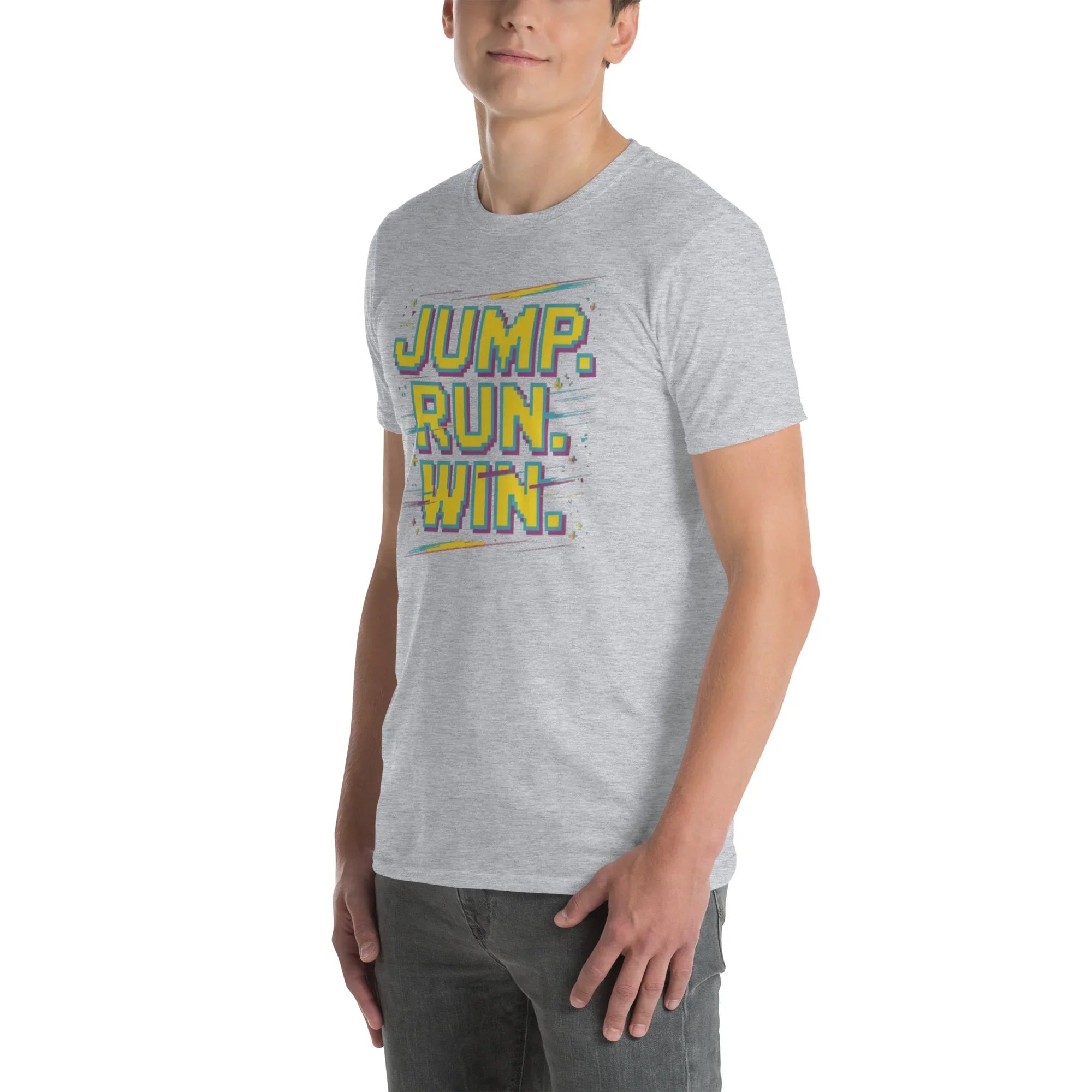 Jump Run Win T-Shirt – Retro Gaming Pixel Art Tee - RaZits