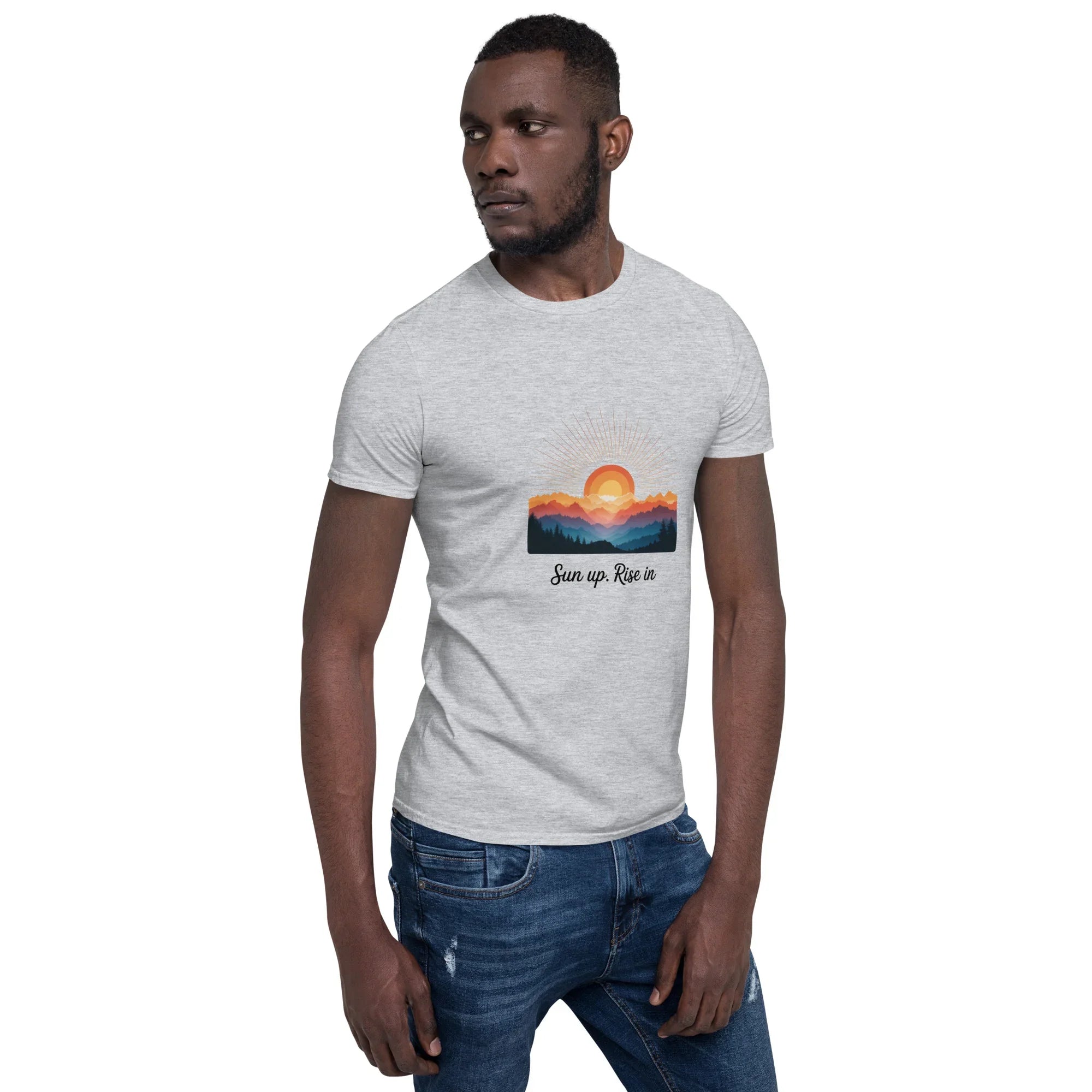 Sun Up Rise In T-Shirt – Retro Sunrise Mountain Art - RaZits