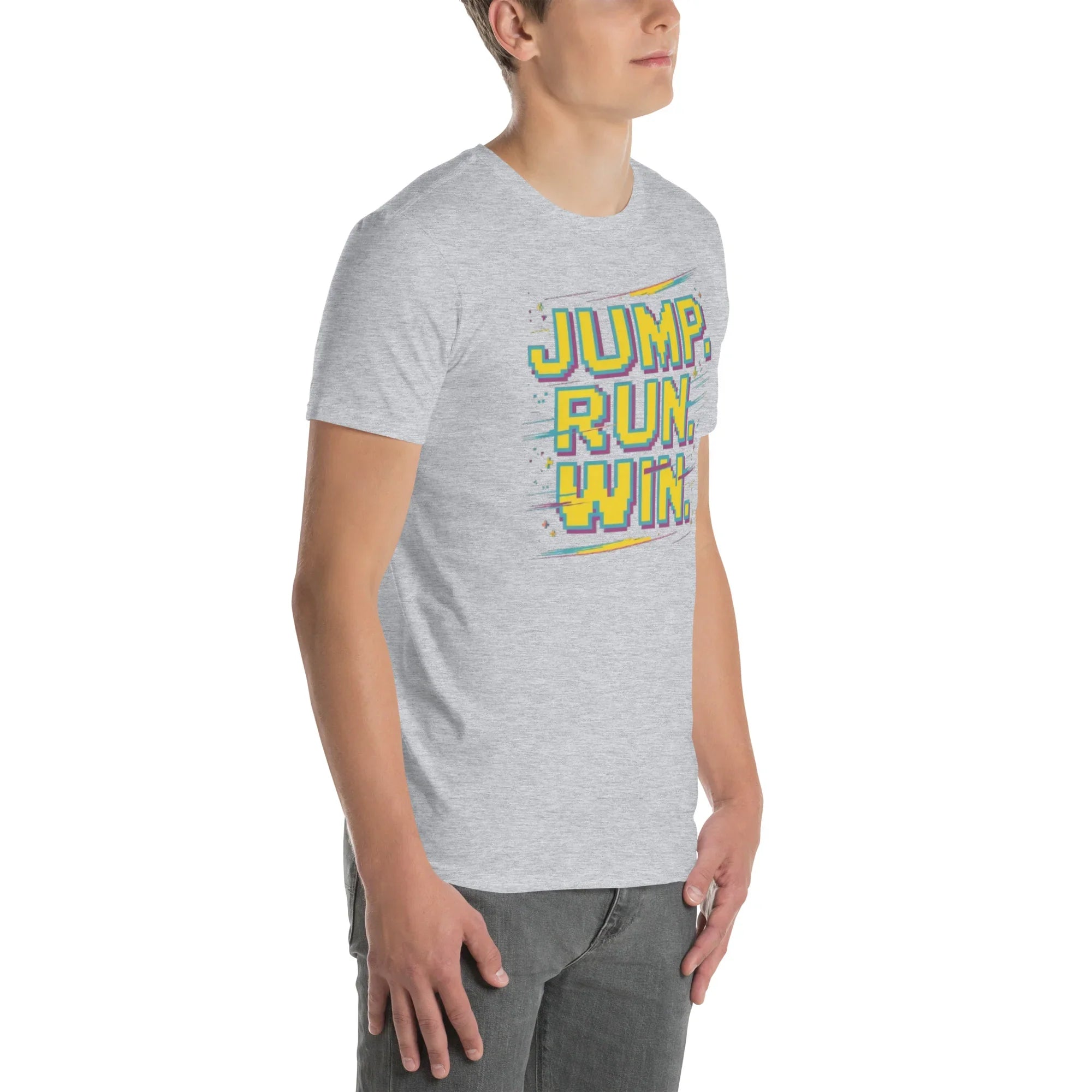Jump Run Win T-Shirt – Retro Gaming Pixel Art Tee - RaZits