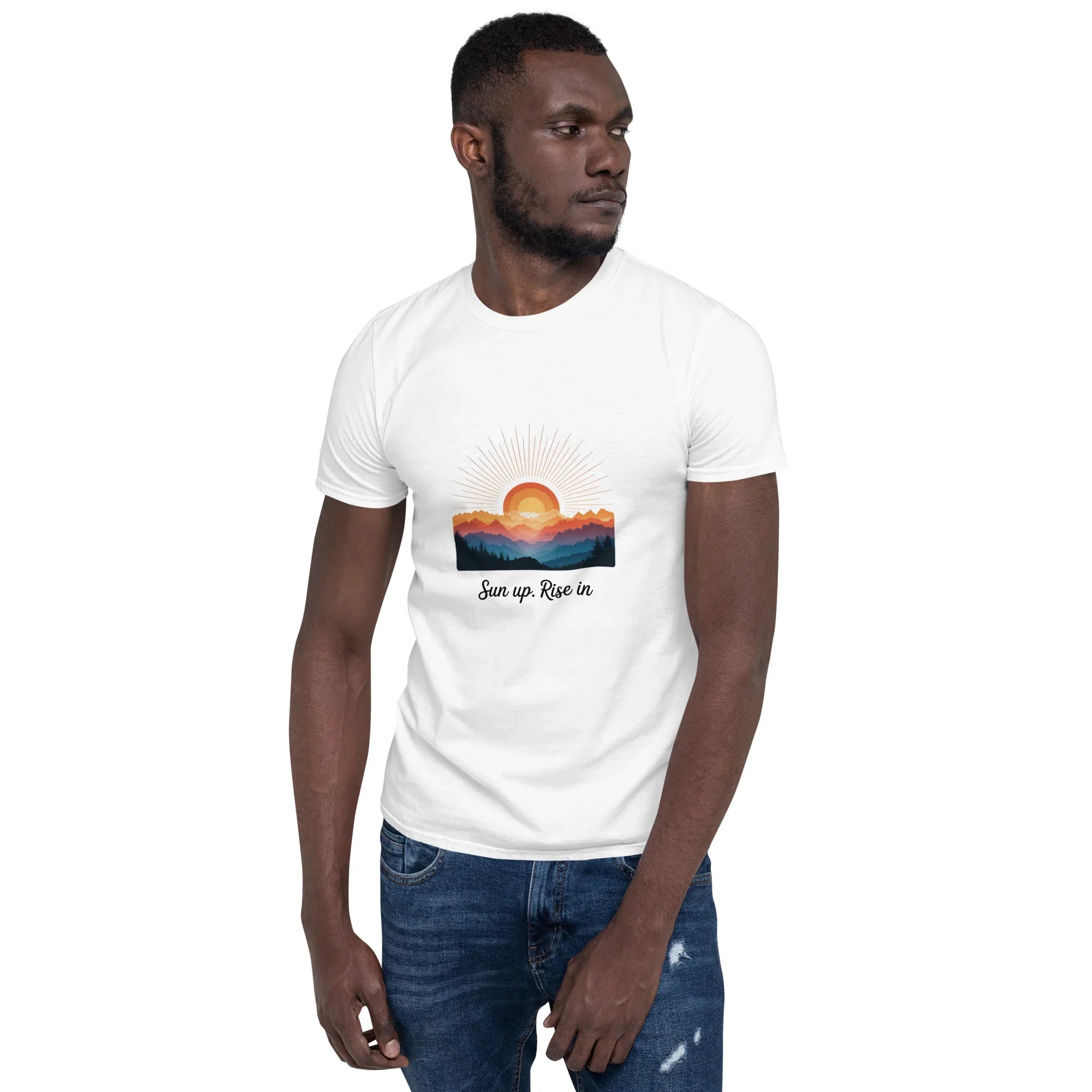 Sun Up Rise In T-Shirt – Retro Sunrise Mountain Art - RaZits