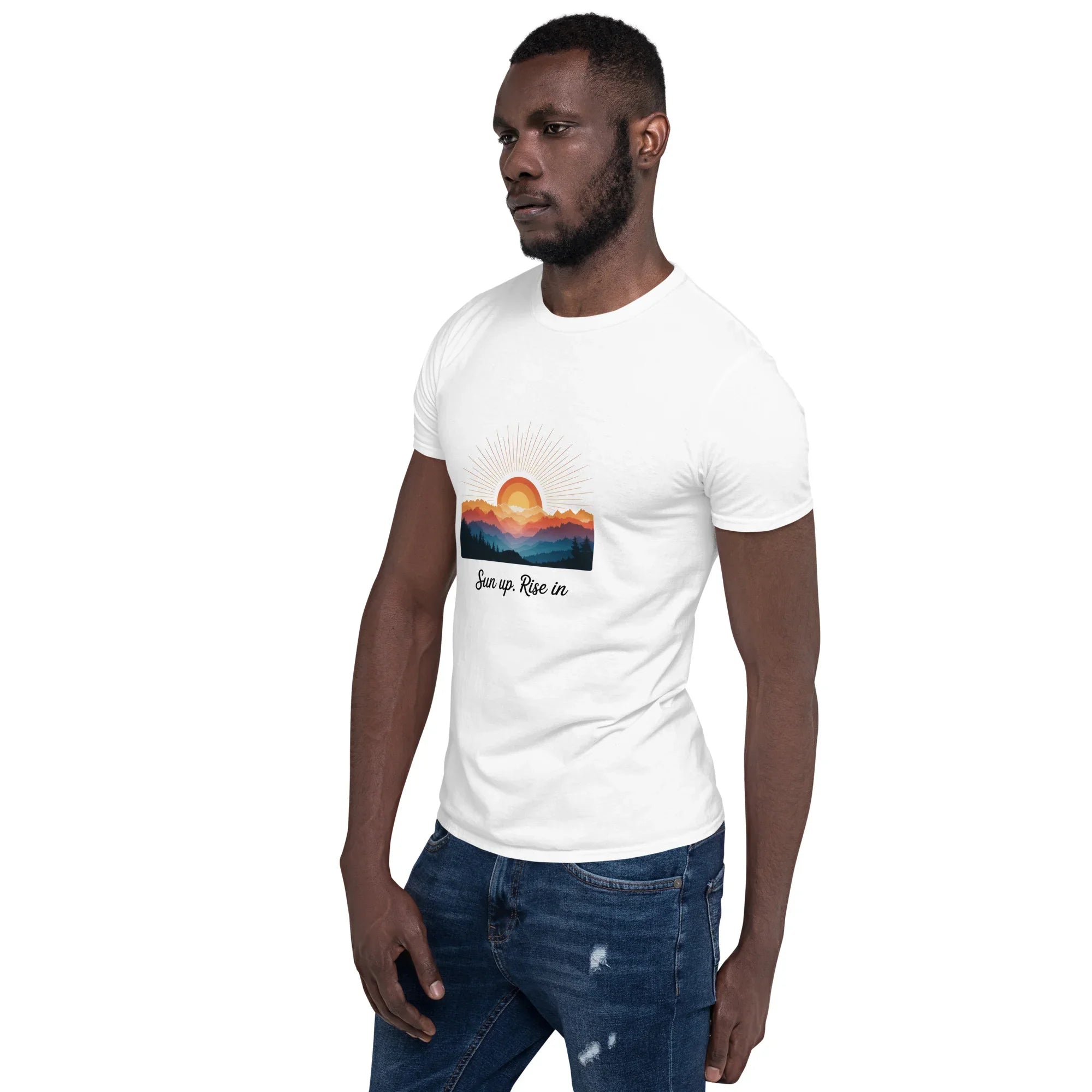 Sun Up Rise In T-Shirt – Retro Sunrise Mountain Art - RaZits