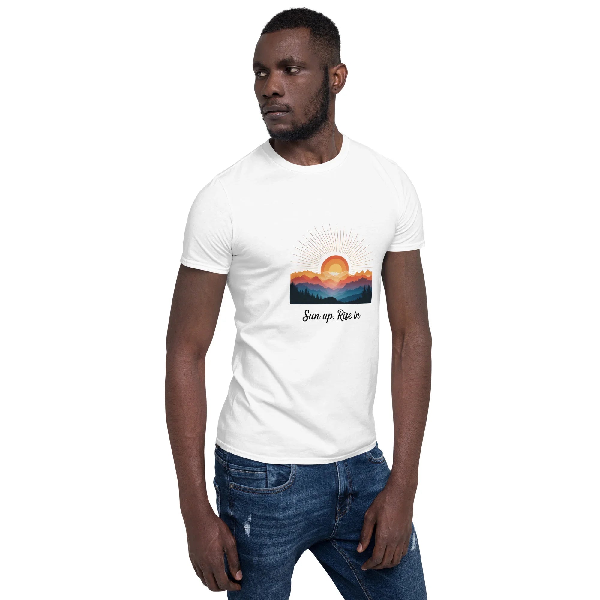 Sun Up Rise In T-Shirt – Retro Sunrise Mountain Art - RaZits
