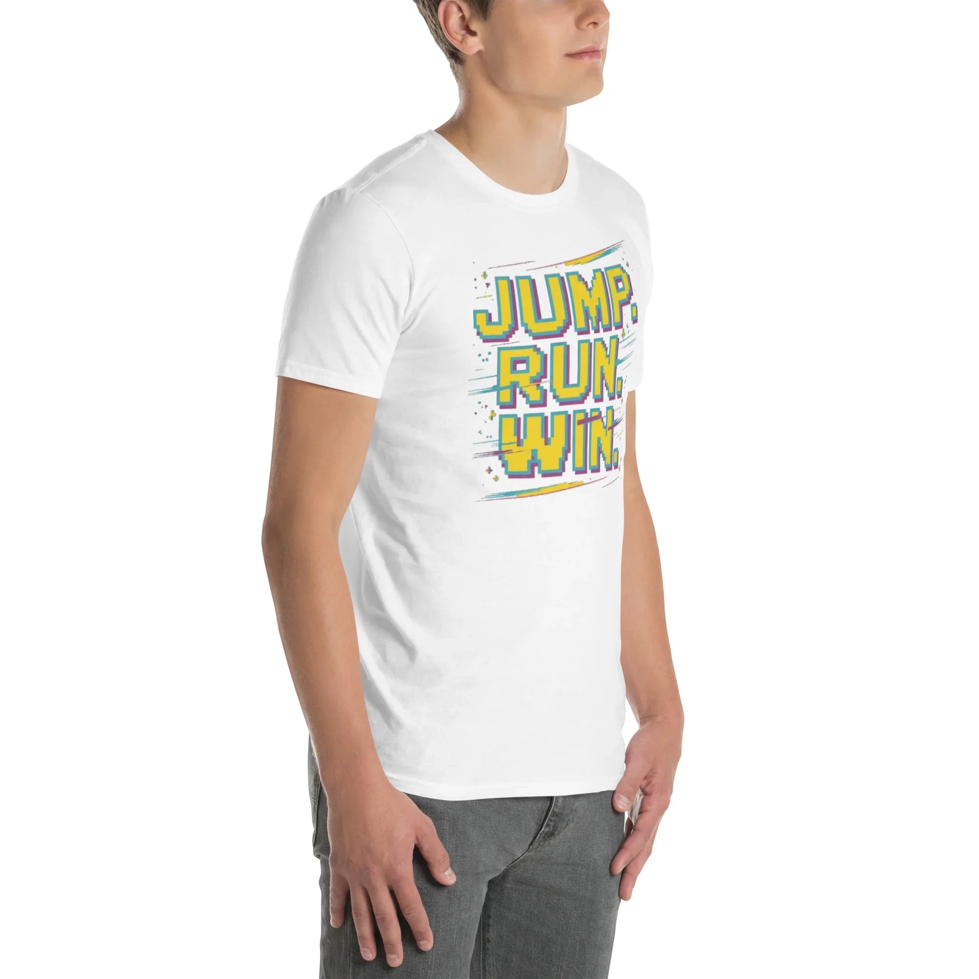 Jump Run Win T-Shirt – Retro Gaming Pixel Art Tee - RaZits
