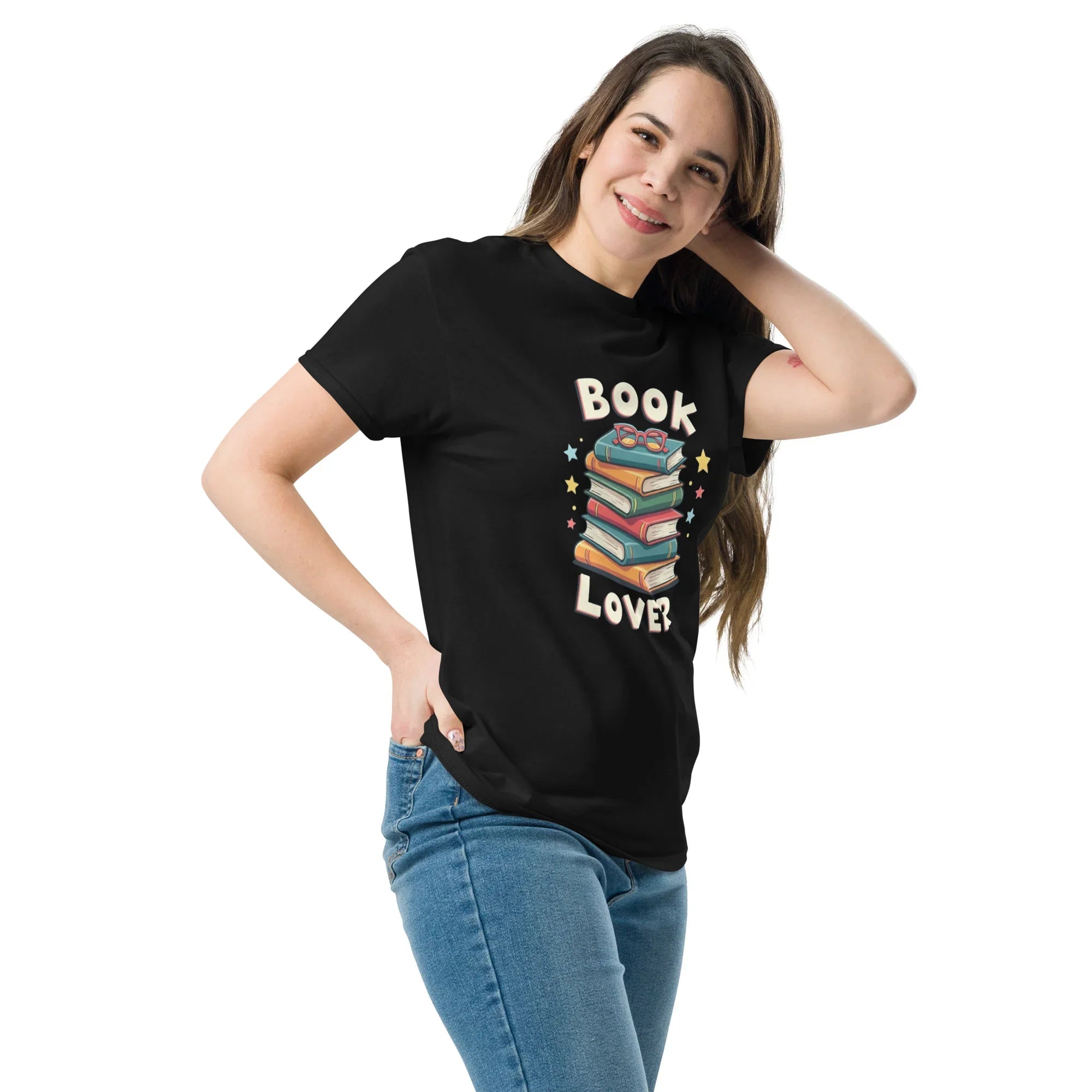 Book Lover Reading Glasses T-Shirt – Cute Stack & Stars Design - RaZits