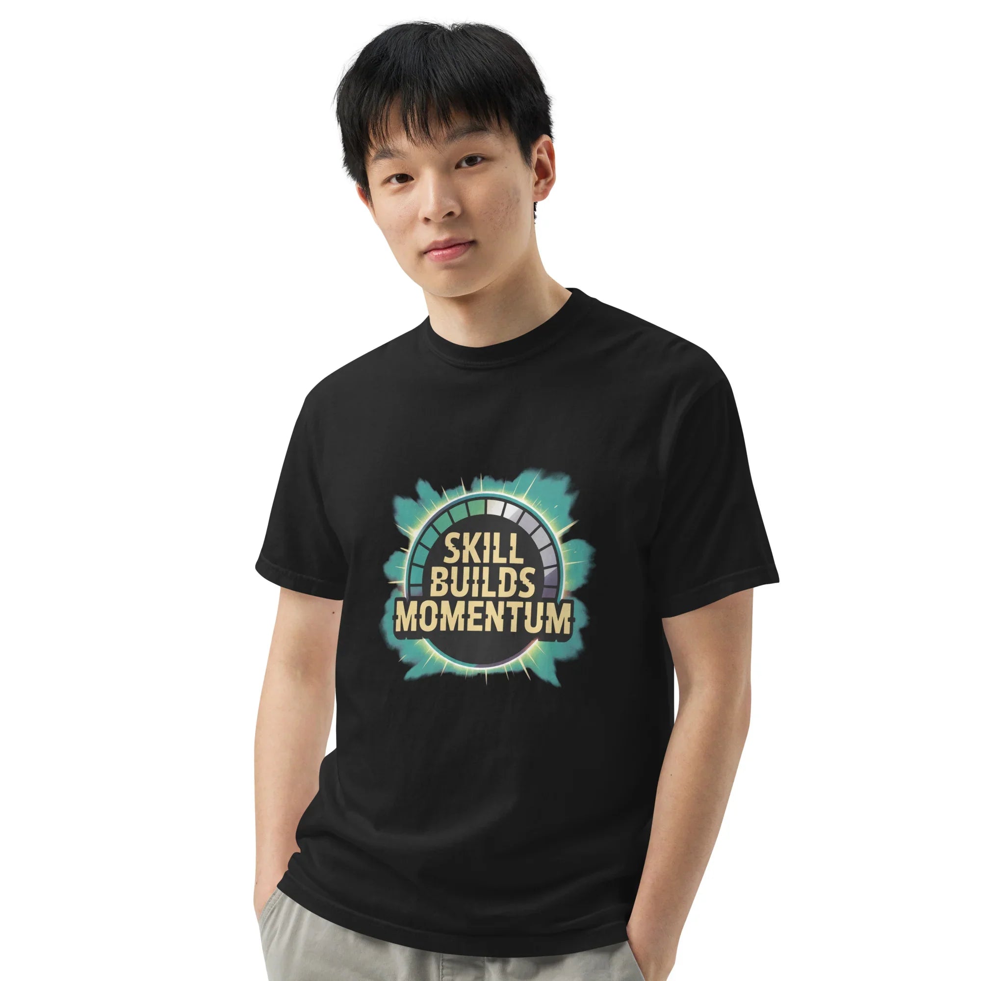 Skill Builds Momentum Fighting T-Shirt – Competitive 2D Fighter Apparel - RaZits