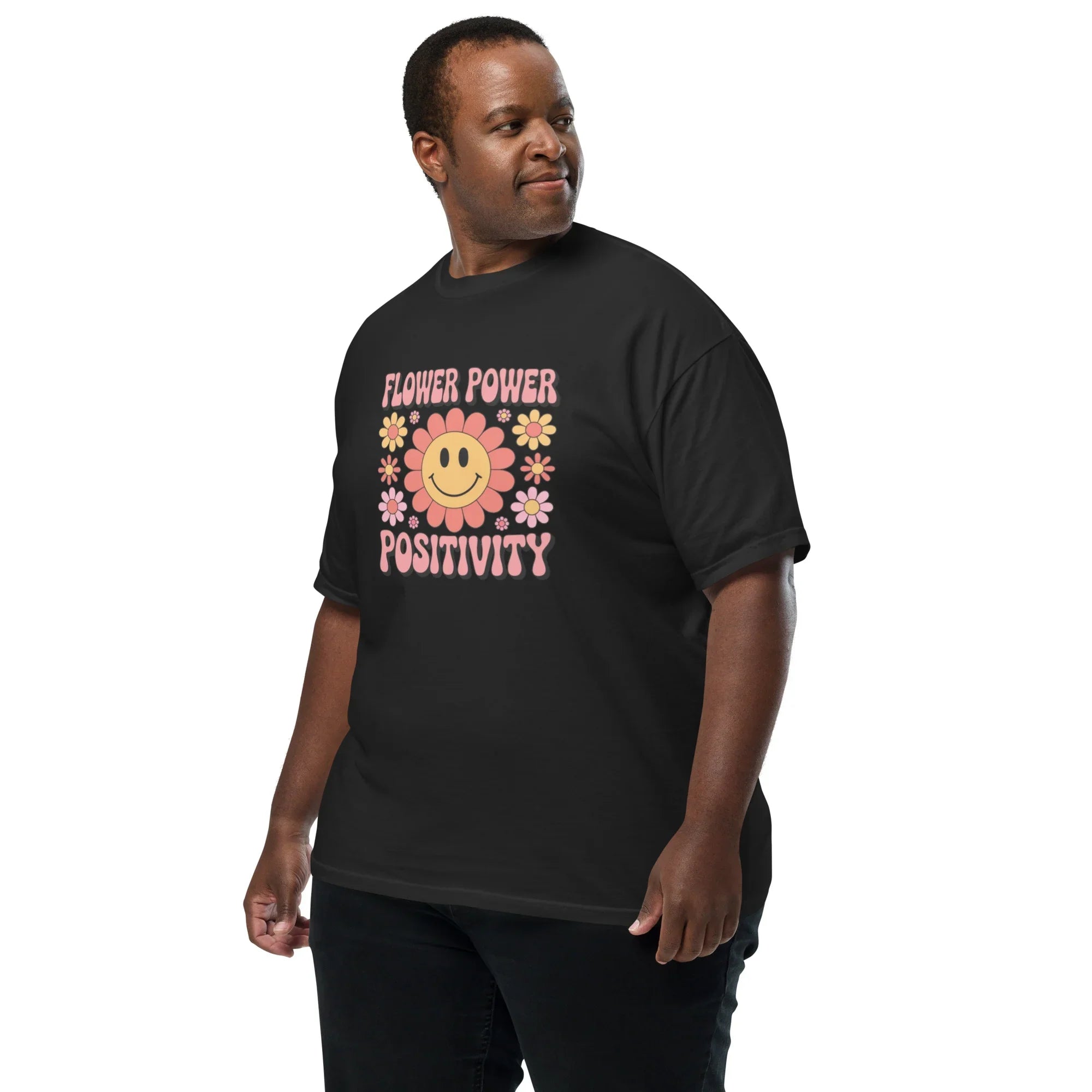 Flower Power Positivity Tee – 70s Smiley Flower Graphic T-Shirt - RaZits