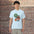 Picked & Peachy tee in Chambray, front view showing the sunglasses peach design