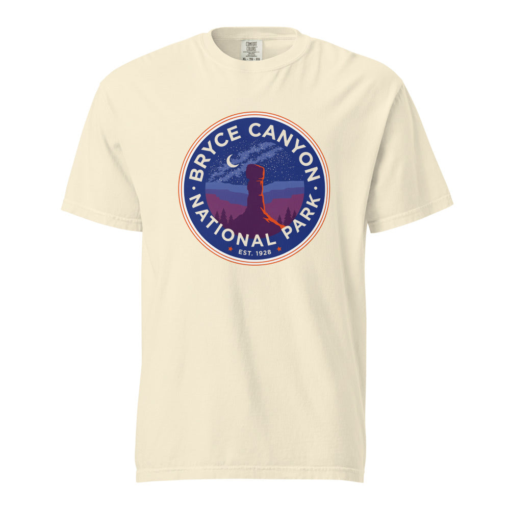 Bryce Canyon National Park vintage badge t-shirt in Ivory, front view
