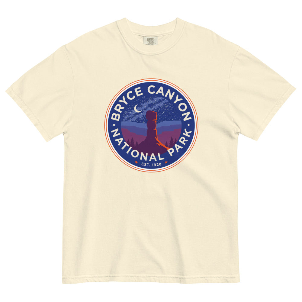 Bryce Canyon National Park badge tee in Ivory, flat lay view