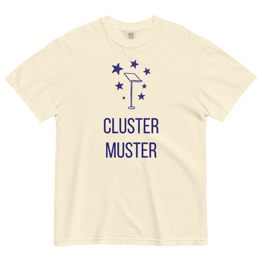 Ivory Cluster Muster star cluster tee laid flat, front view showing the full print