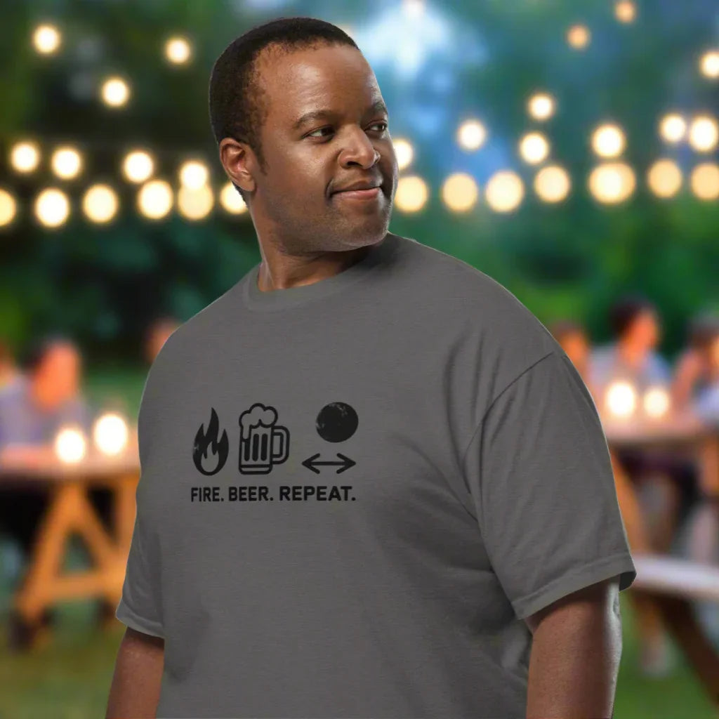 Fire Beer Repeat Camping Tee – Funny Outdoors Graphic Shirt - RaZits